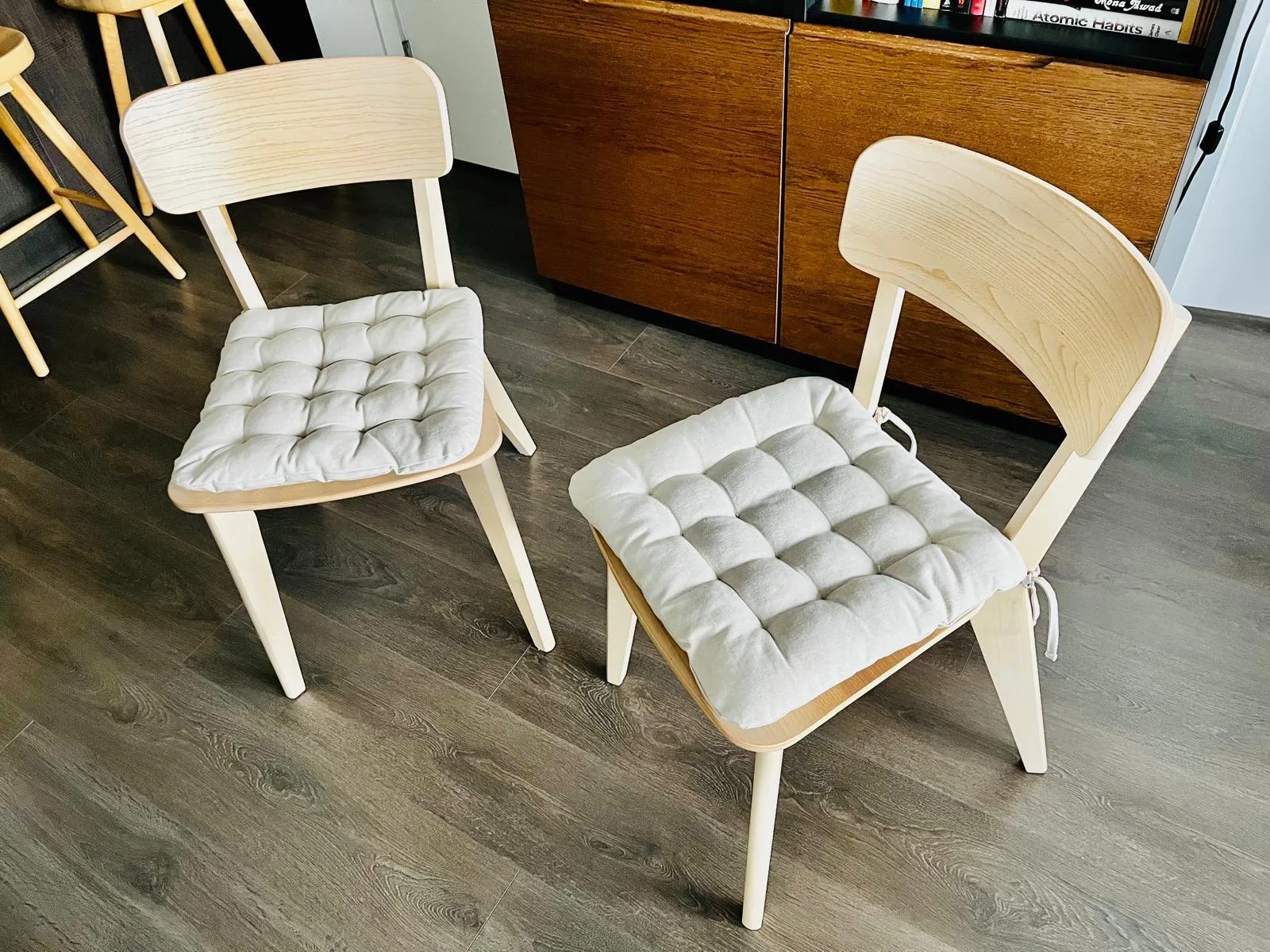 IKEA LISABO Chair – Ash Veneer with Beige Seat Pad thumbnail