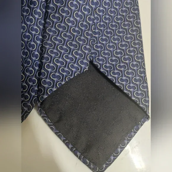 Gucci Blue Silk Printed Tie 🍁 image indicator(4)