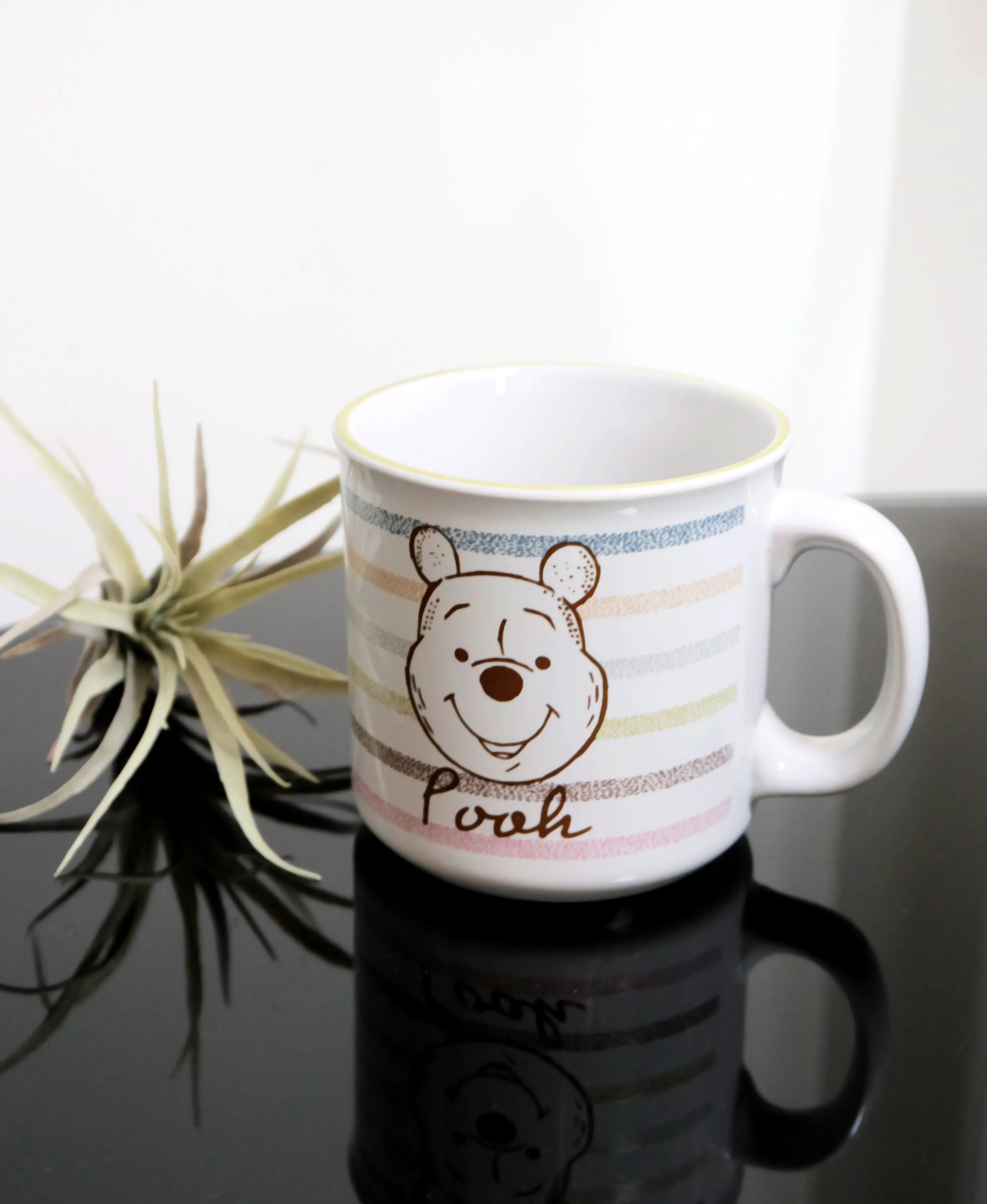 Large Cute Winnie the Pooh Mug Pastel Stripes thumbnail