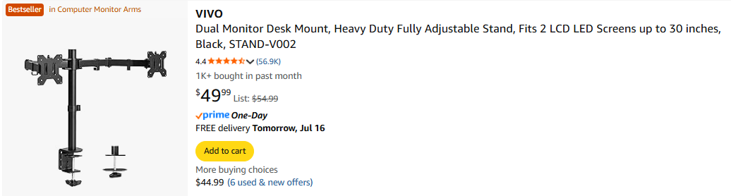 VIVO Dual Monitor Desk Mount - photo 5
