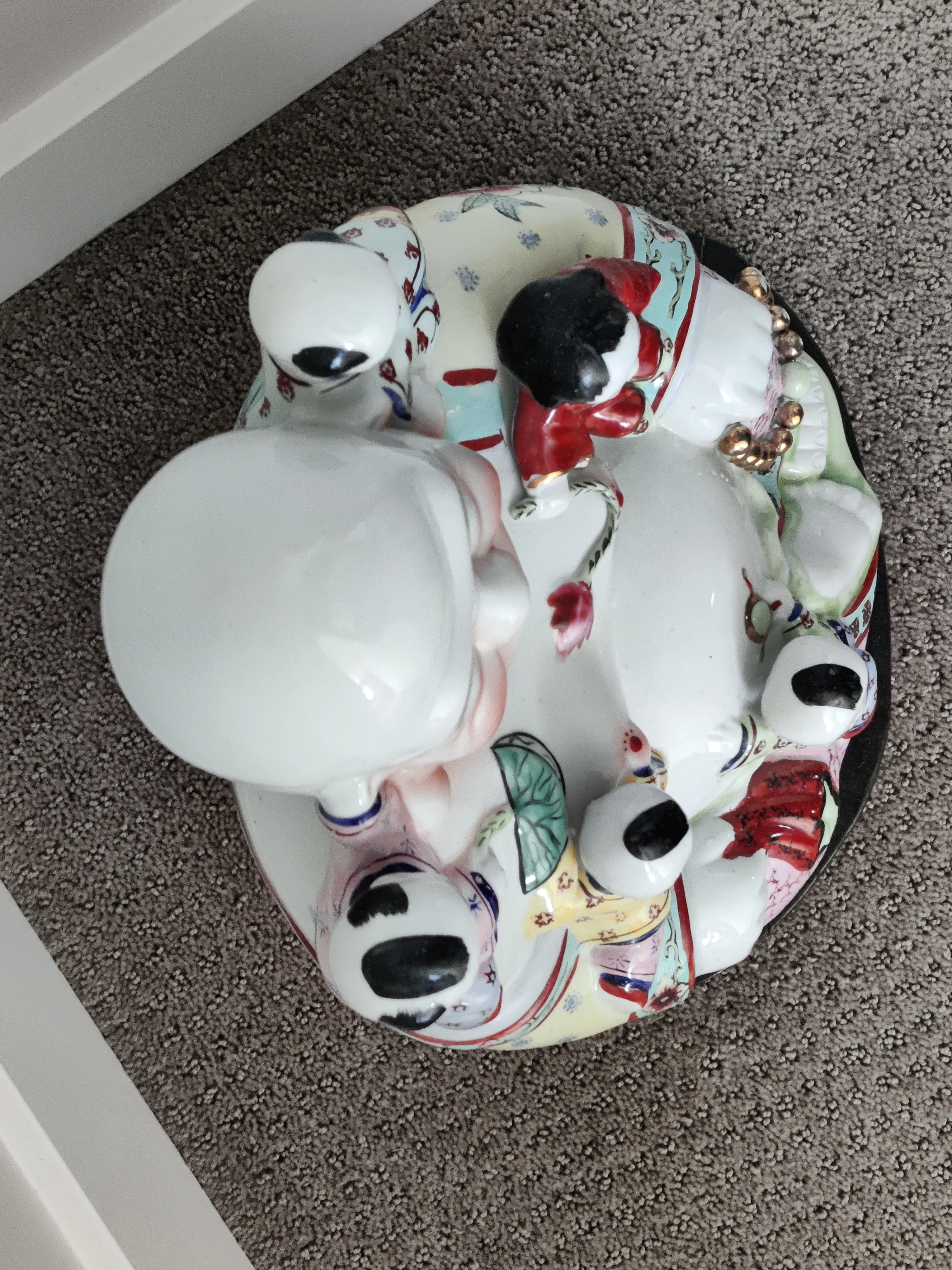 Antique Chinese Porcelain Famille Rose Buddha Statue 5 Children image indicator(5)