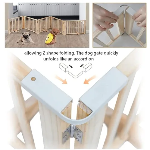 SUNHOO 5Panel Folding Fence – Natural Wood, 2x2ft, new in box image indicator(3)