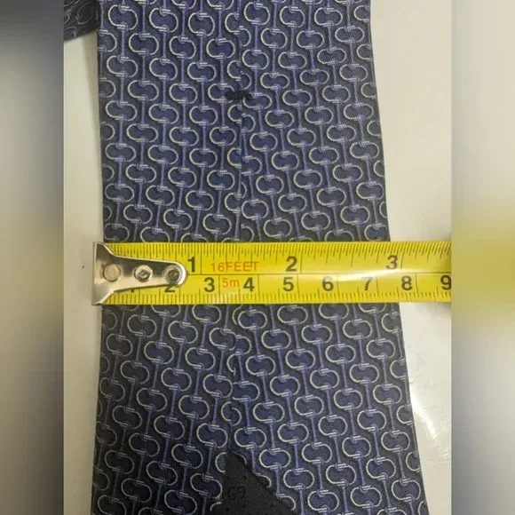 Gucci Blue Silk Printed Tie 🍁 image indicator(7)