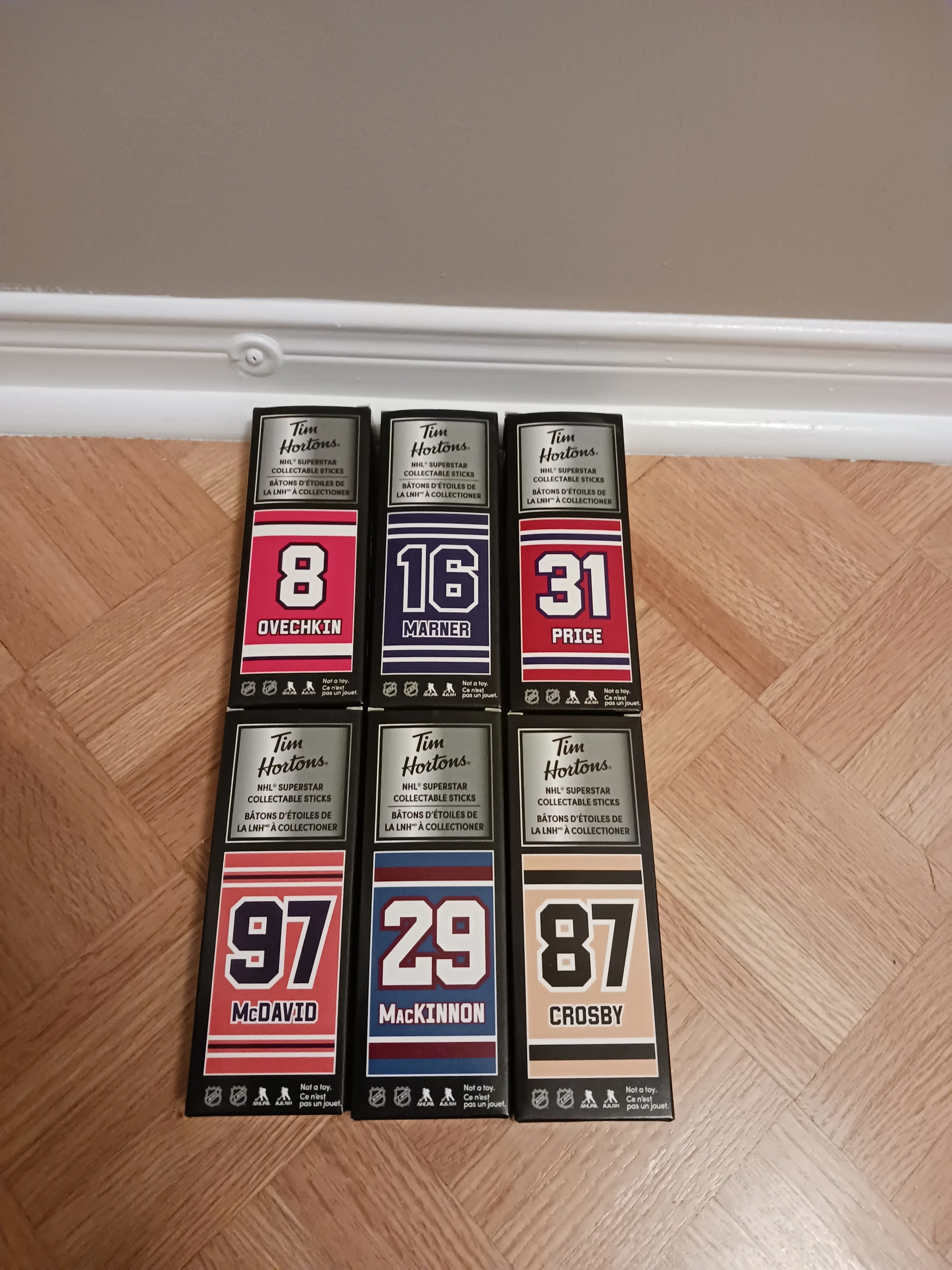 6 - new in box- 2019 TIM HORTONS NHL MINI STICKS thumbnail