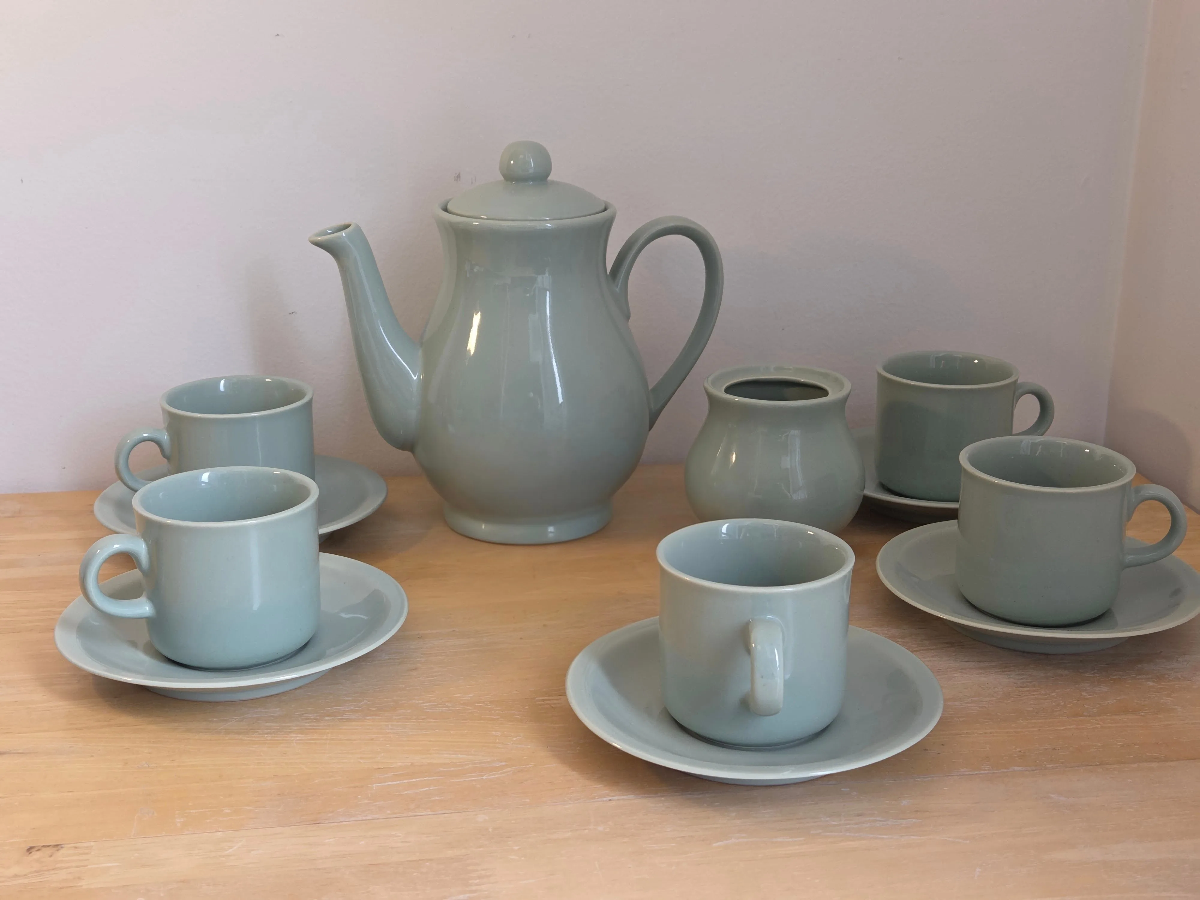 Vintage Colourscope Tea Set- 5 Cups, Sugar Bowl & Teapot (Japan) thumbnail