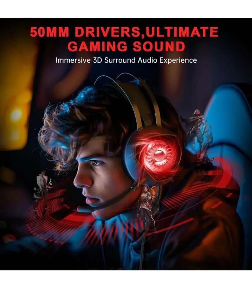 Wired Over-Ear Gaming Headphones with Noise Cancelling, RGB image indicator(6)