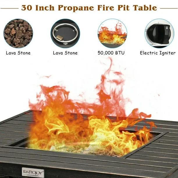Gymax 30" Gas Fire Pit Table 50,000 BTU Square Propane - photo 2