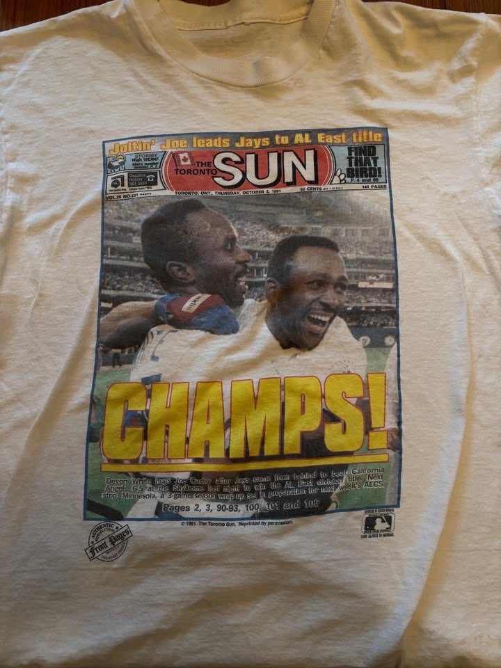 Vintage Toronto Blue Jays 1991 AL East Championship T-Shirt