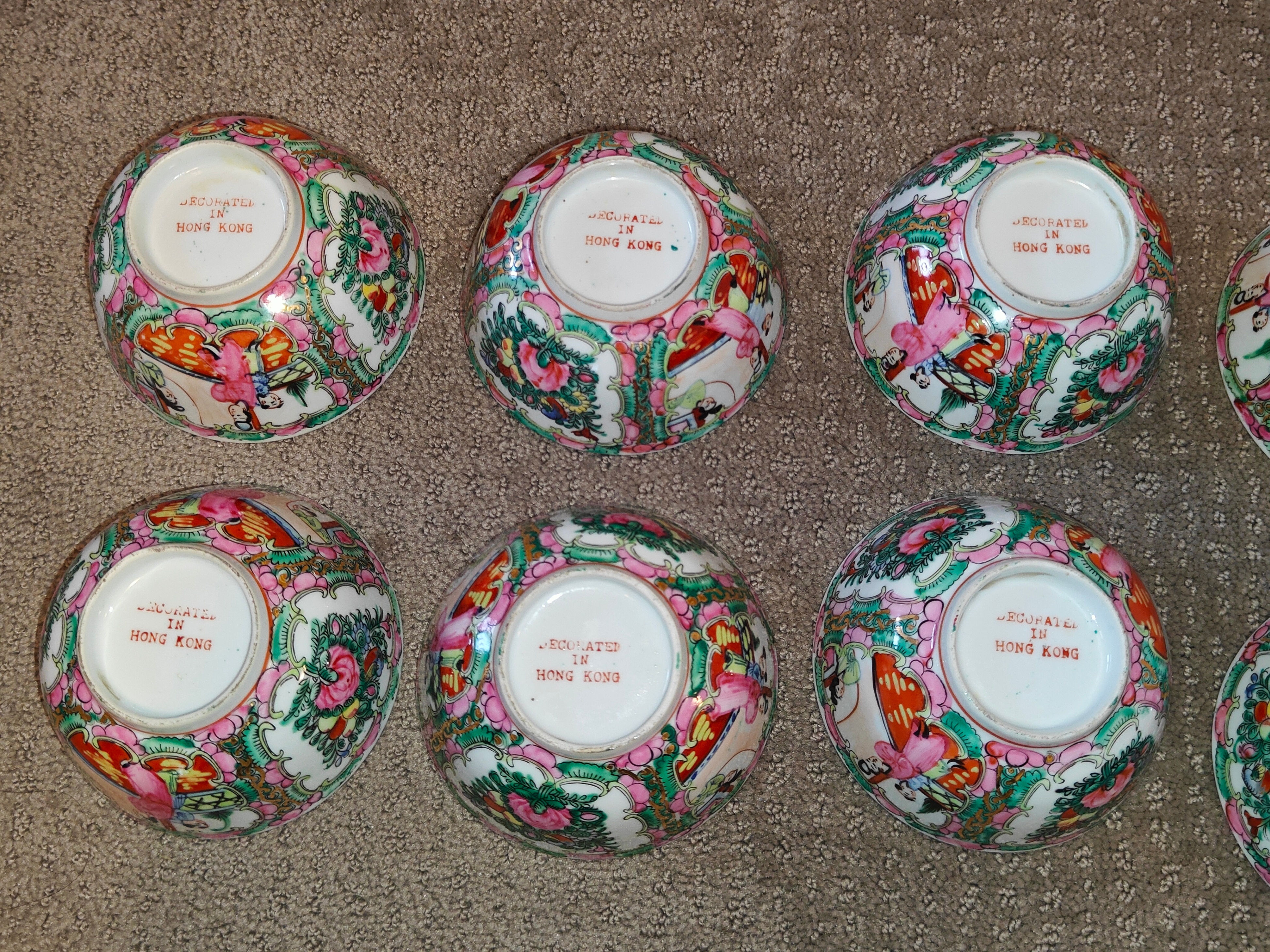 Chinese Rose Medallion Famille Porcelain Hand Painted Bowl Set - photo 4