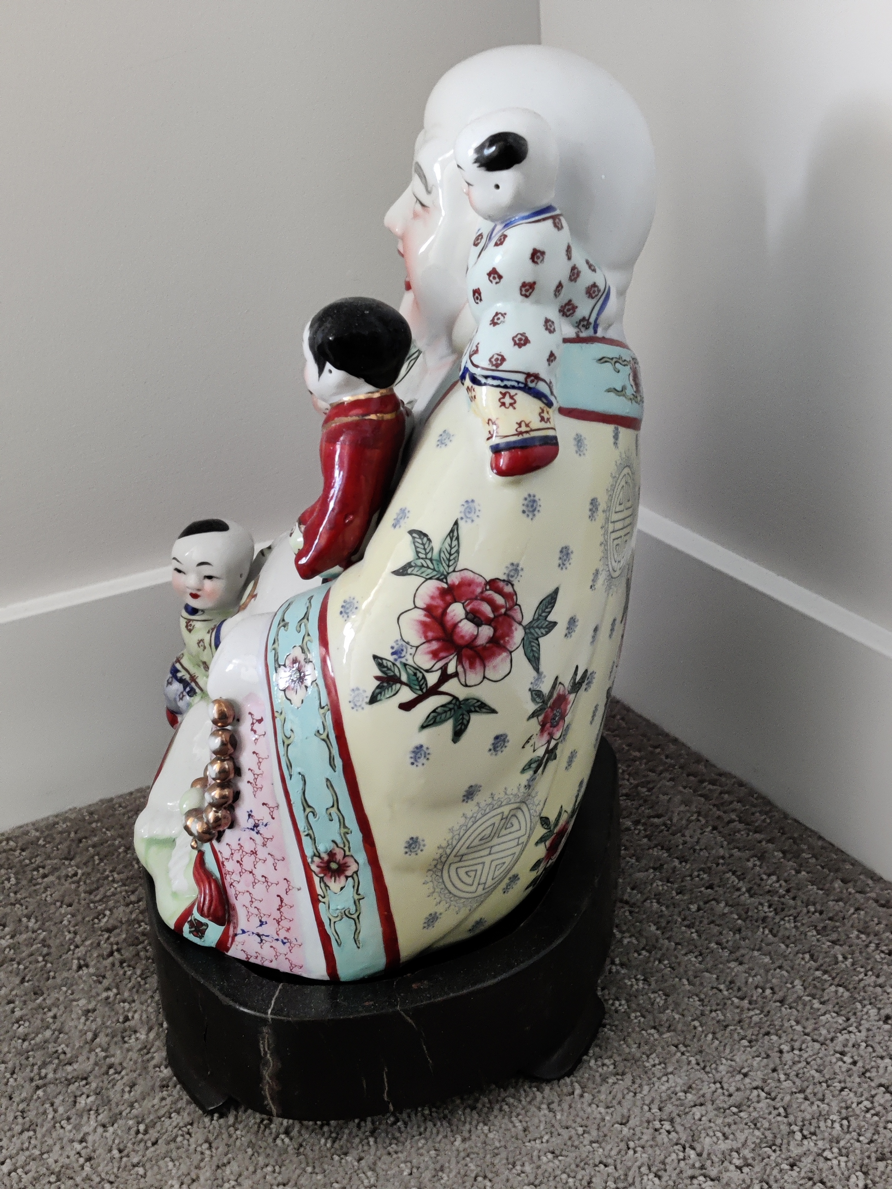 Antique Chinese Porcelain Famille Rose Buddha Statue 5 Children - photo 2