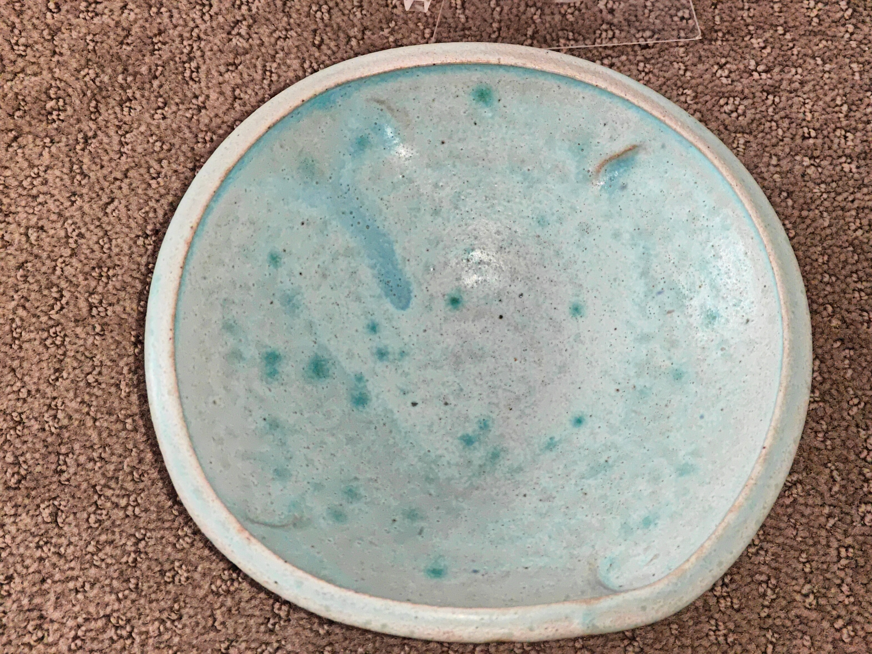 Handmade Decorative Art Blue Cloud Water Nature Bowl w/ Stand - photo 5