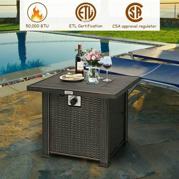 Gymax 30" Gas Fire Pit Table 50,000 BTU Square Propane - photo 3