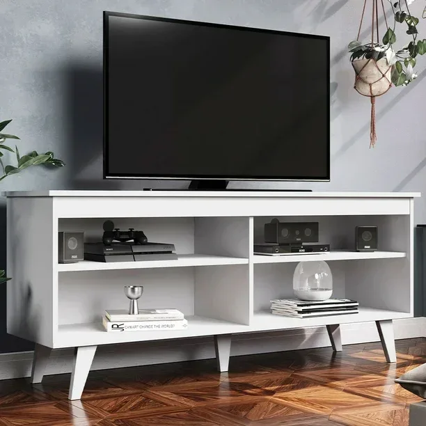 Brand new in box Madesa TV Stand with 4 Shelves  - White thumbnail