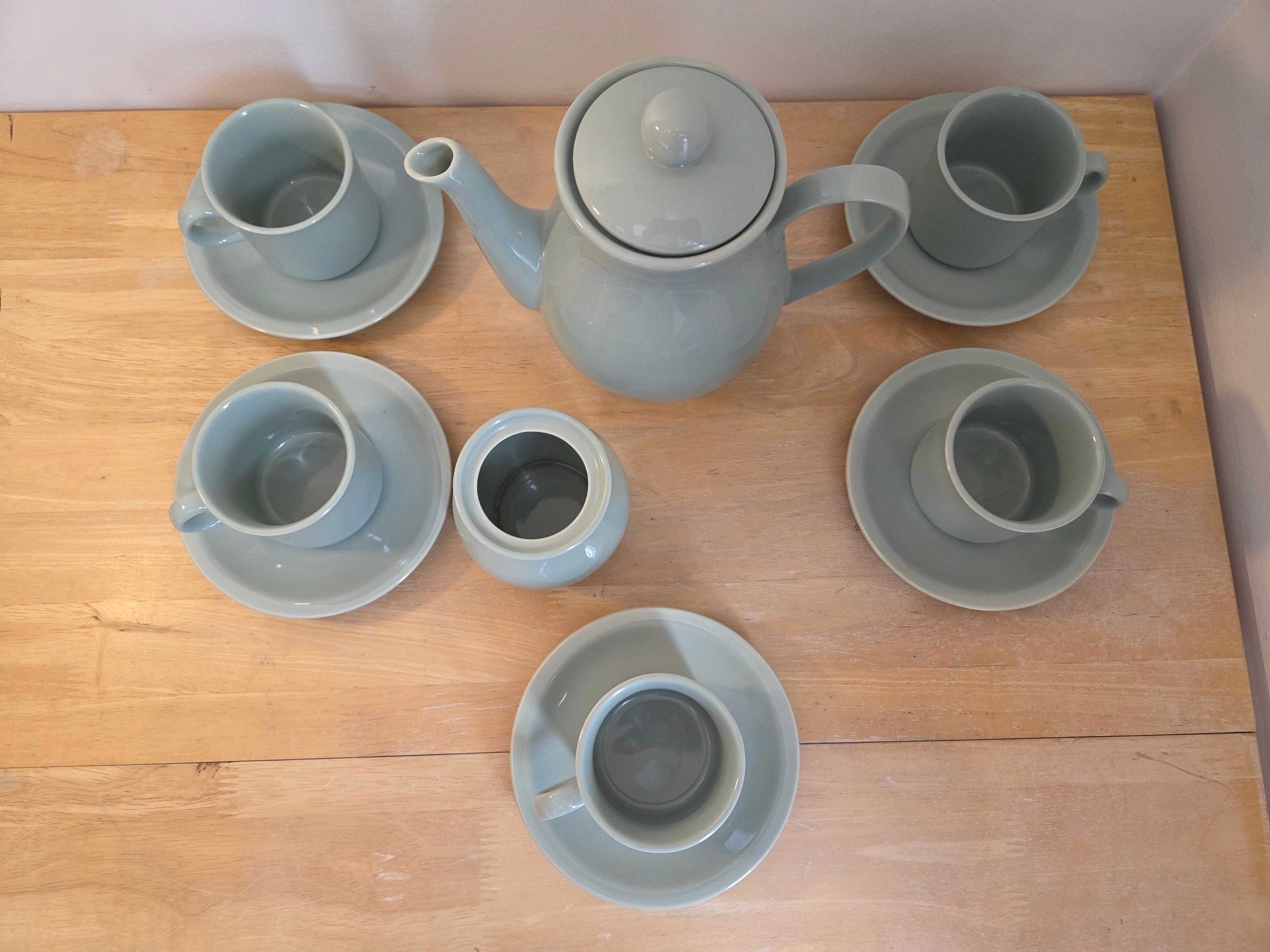 Vintage Colourscope Tea Set- 5 Cups, Sugar Bowl & Teapot (Japan) - photo 2