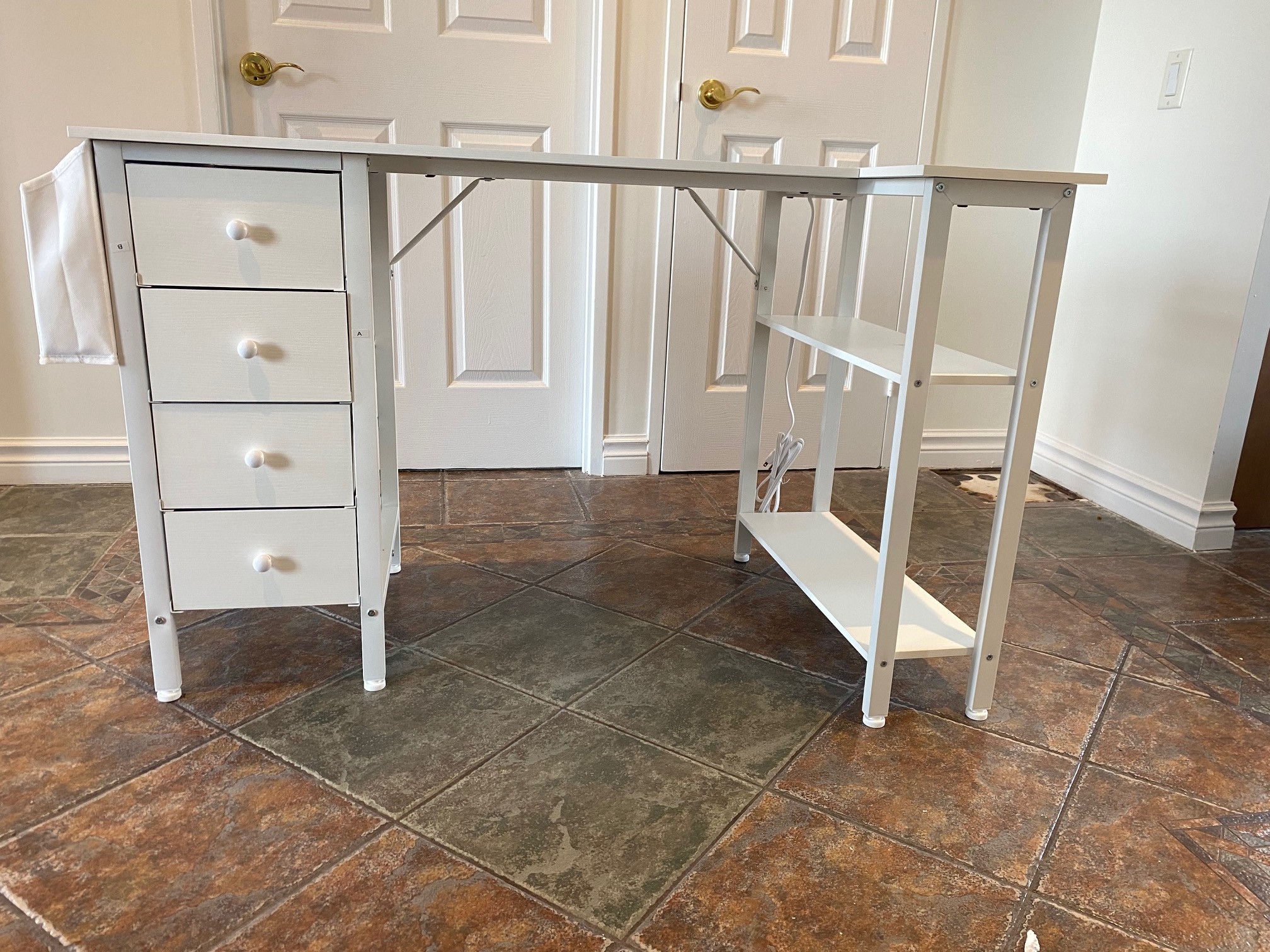 New Lufeiya White L Shaped Computer Desk with Drawers - photo 4