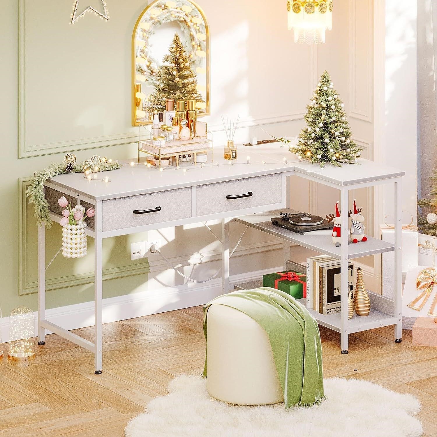 New in Box Coleshome 40 Inch L Shaped Desk with 2 Drawers - photo 4