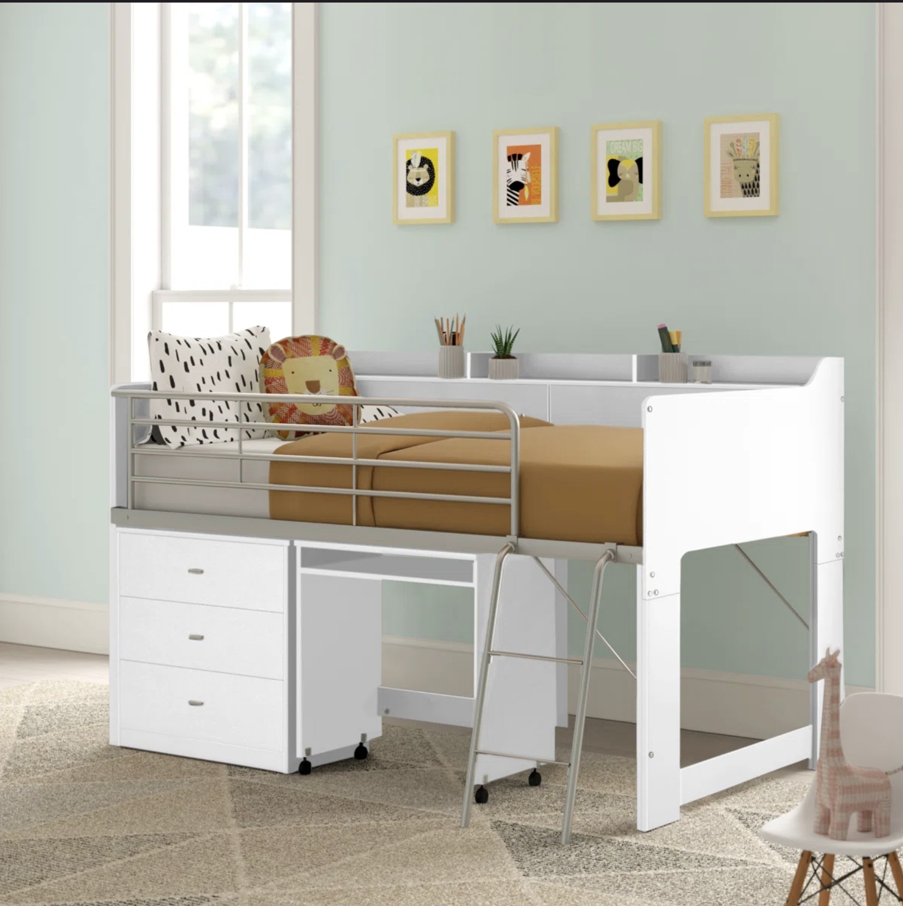 Twin Loft Bed with Built-in-Desk by Mack & Milo