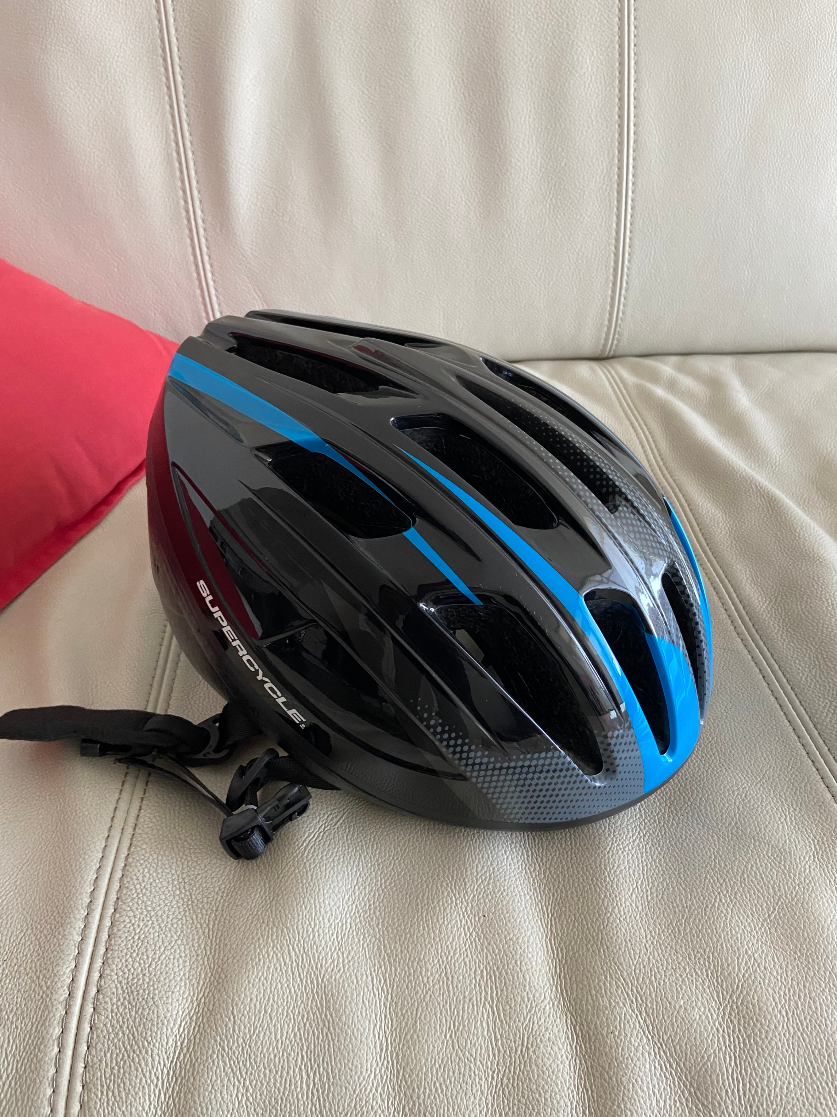 Adult Bike Helmet with Cooling Vents, Blue & Black