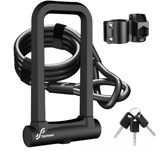 Sportneer Heavy-Duty U-Lock Bike Lock with 5ft Cable thumbnail