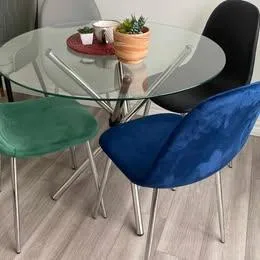 Velvet Dining Chairs + 36" Table | Modern & Comfy Set thumbnail
