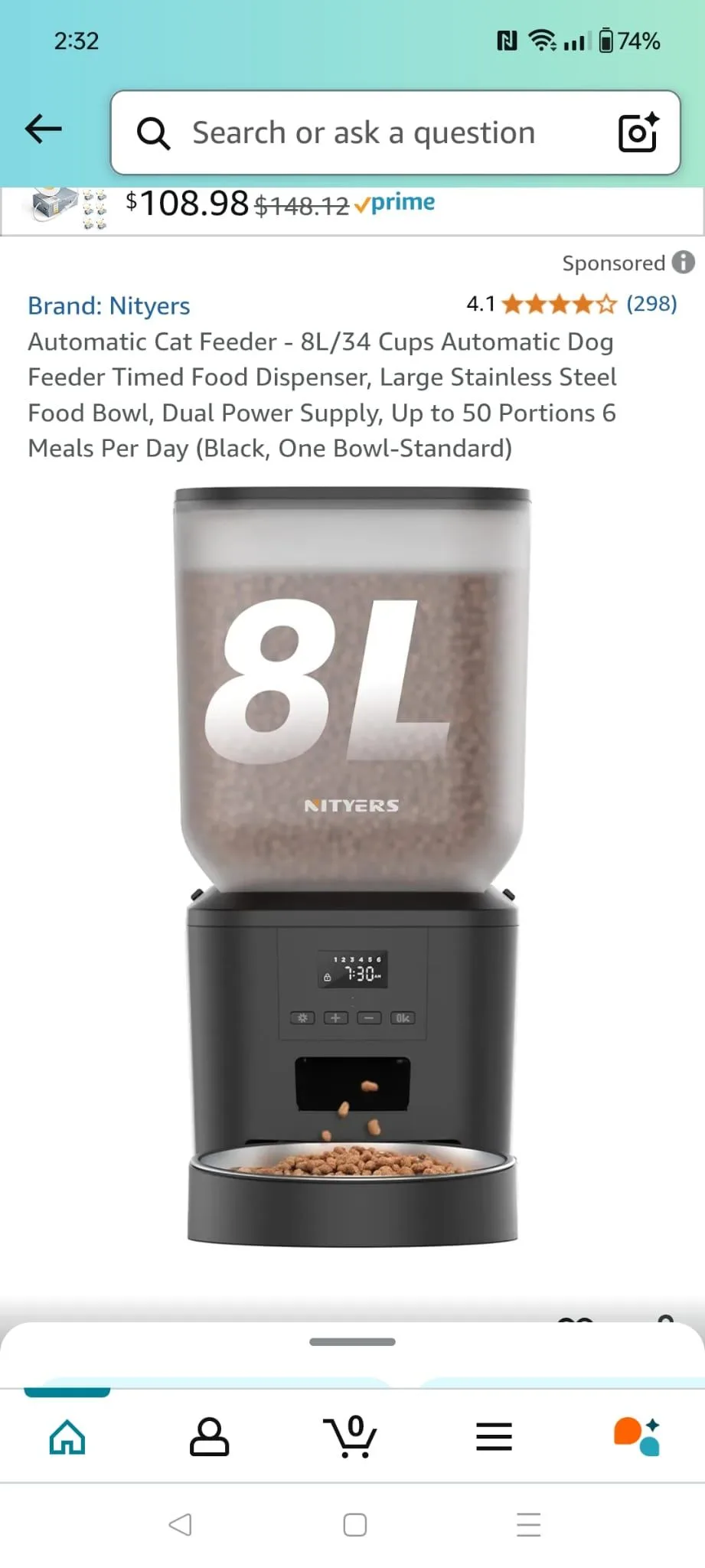 Automatic Cat Feeder - 8L/34 Cups Automatic Dog Feeder thumbnail