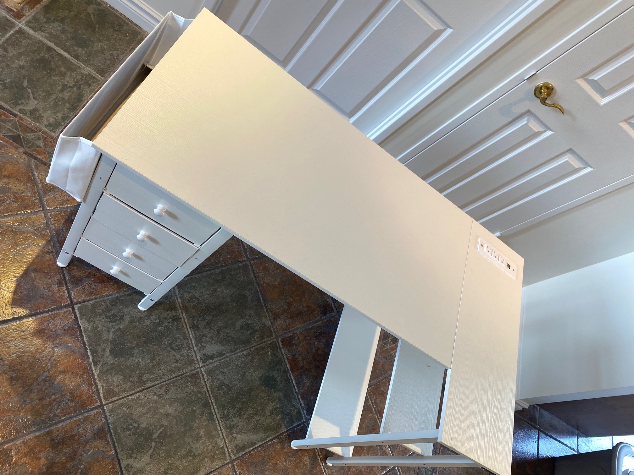 New Lufeiya White L Shaped Computer Desk with Drawers - photo 5