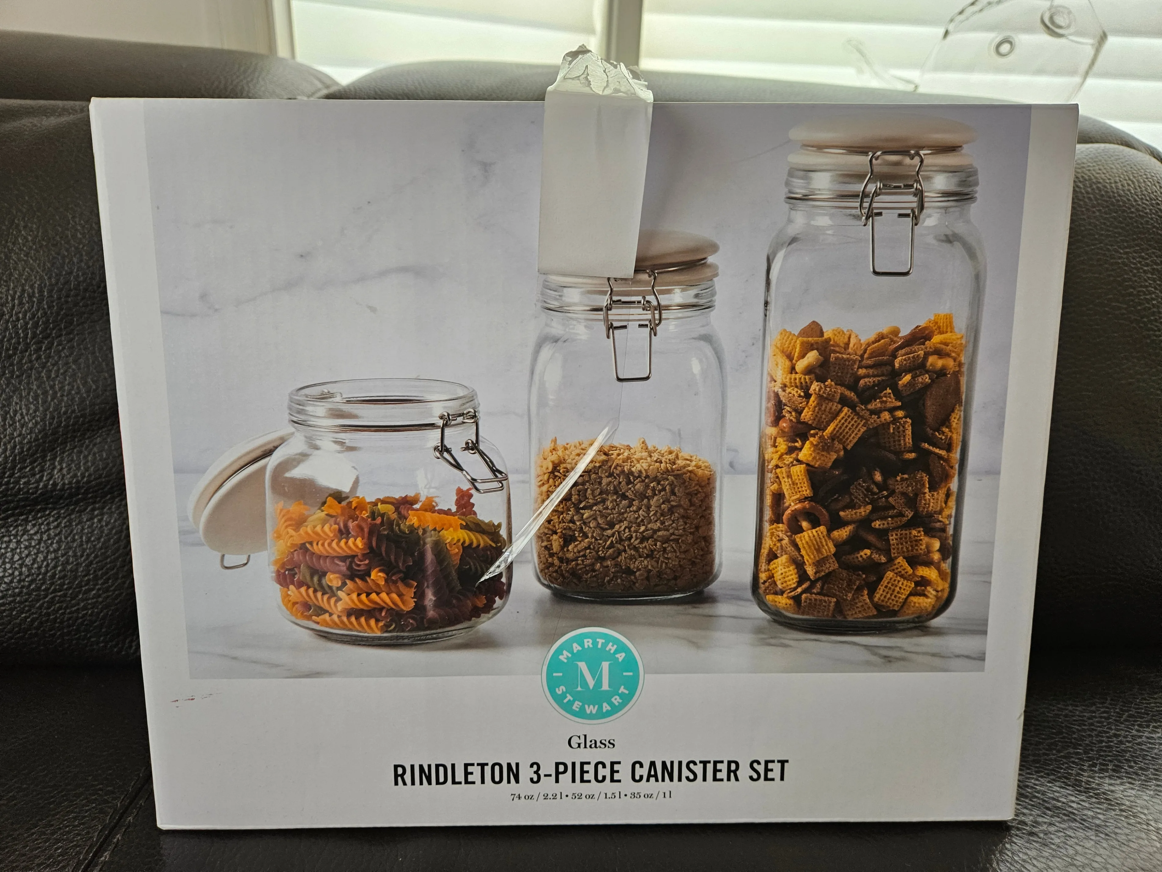 Martha Stewart Glass Rindleton 3-Pieces Canister Set NIB thumbnail