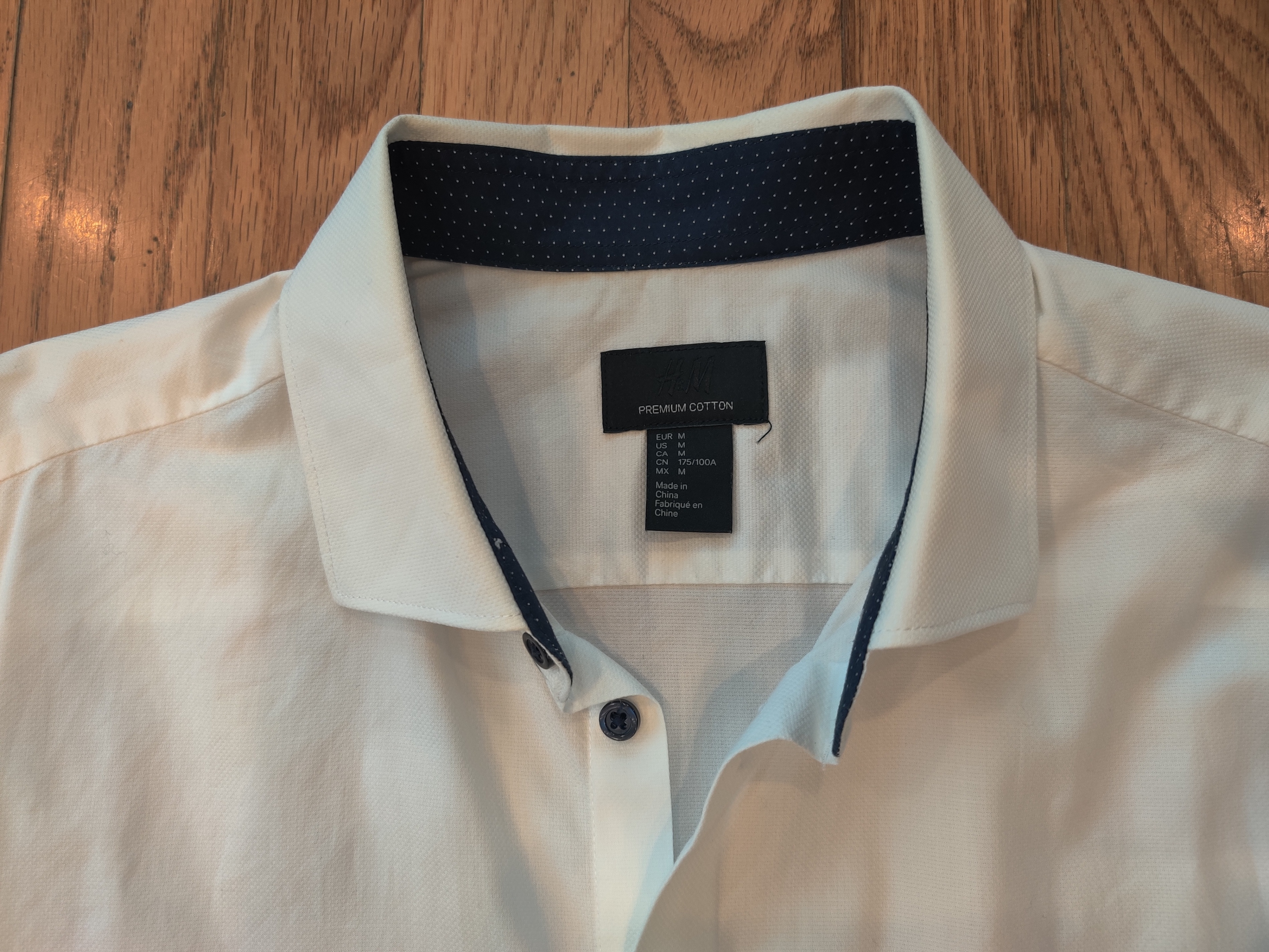 H & M Premium Cotton Mans Dress Shirt White Size M - photo 2