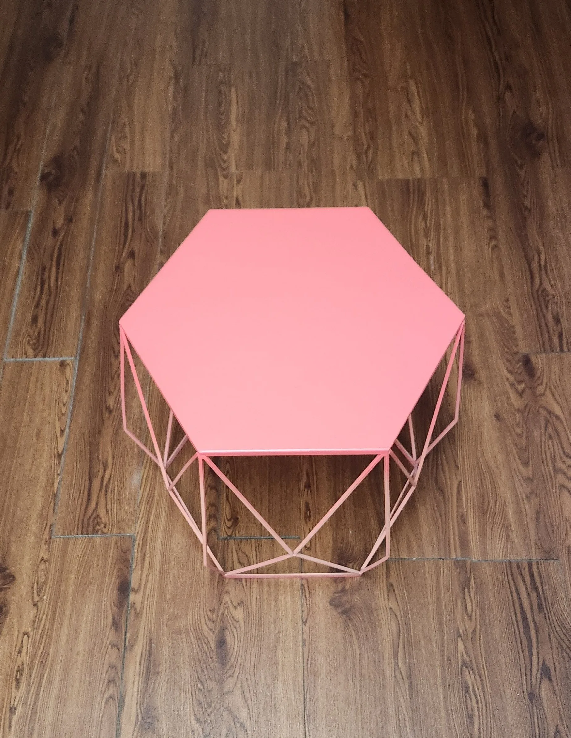 Geometric Metal Side Table – Coral Pink thumbnail