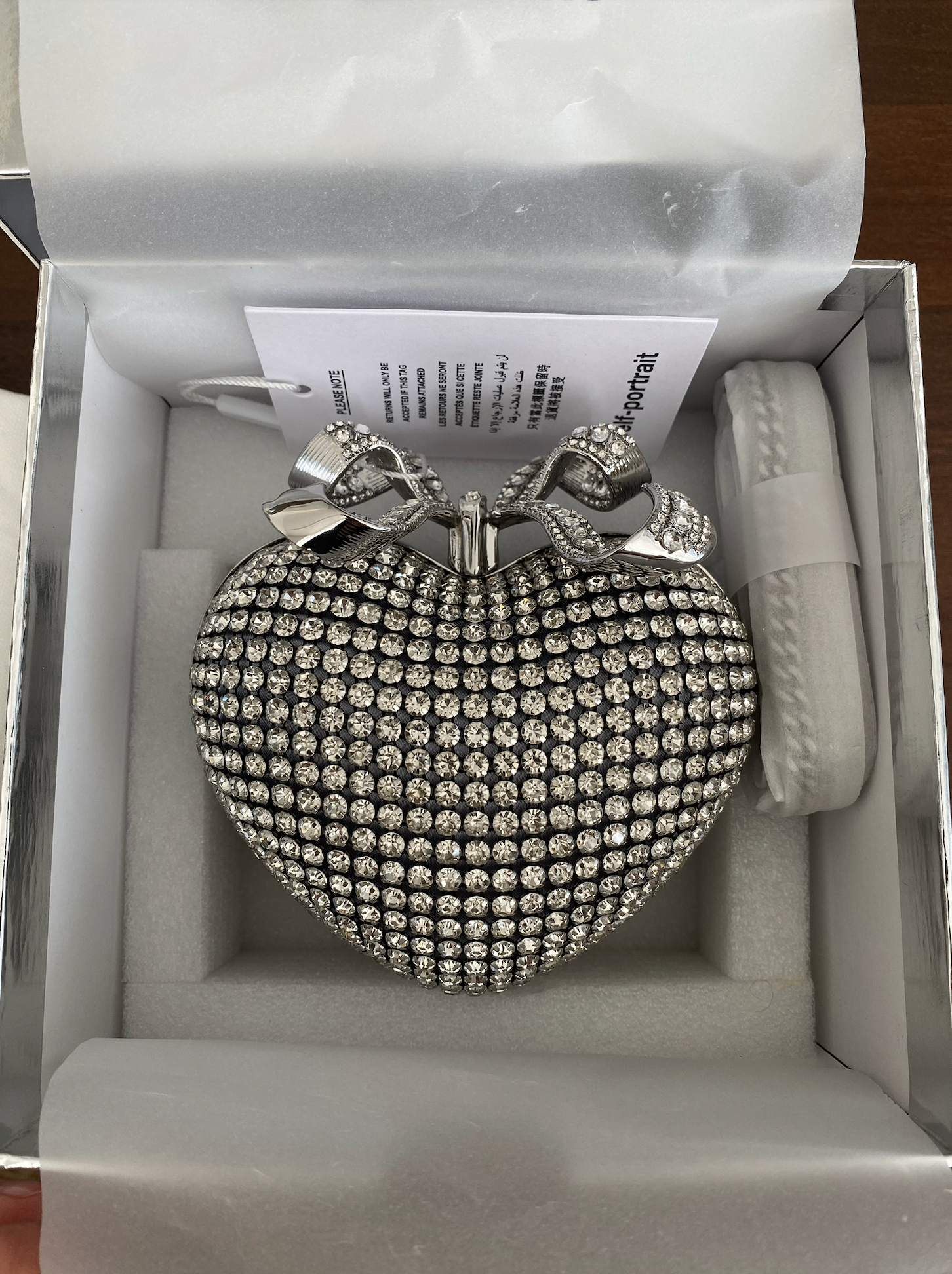 Authentic Self-Portrait SILVER CRYSTAL HEART CLUTCH - photo 3