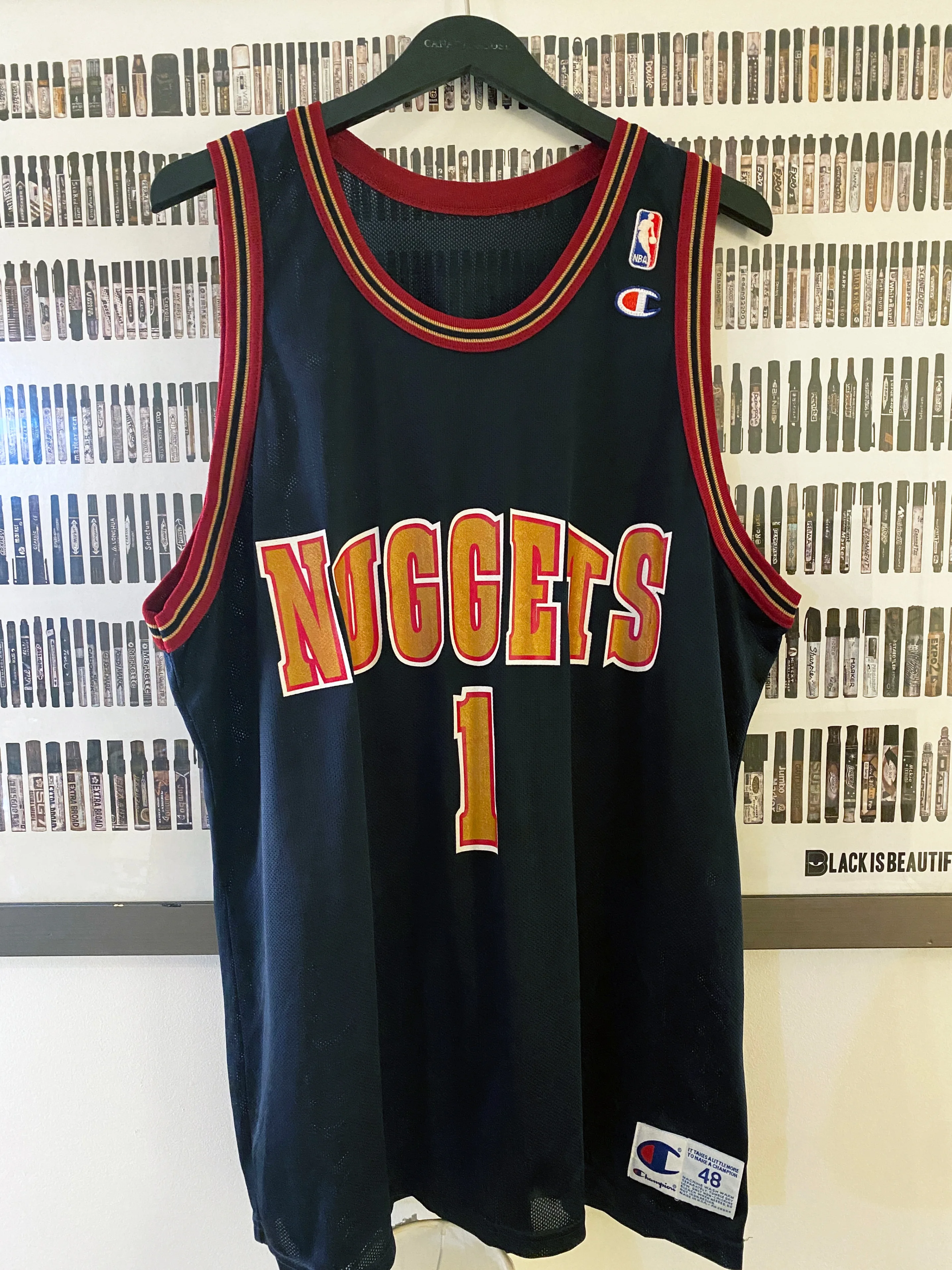 Champion - Mahmoud Abdul-Rauf Denver Nuggets Jersey (1994) 48 thumbnail