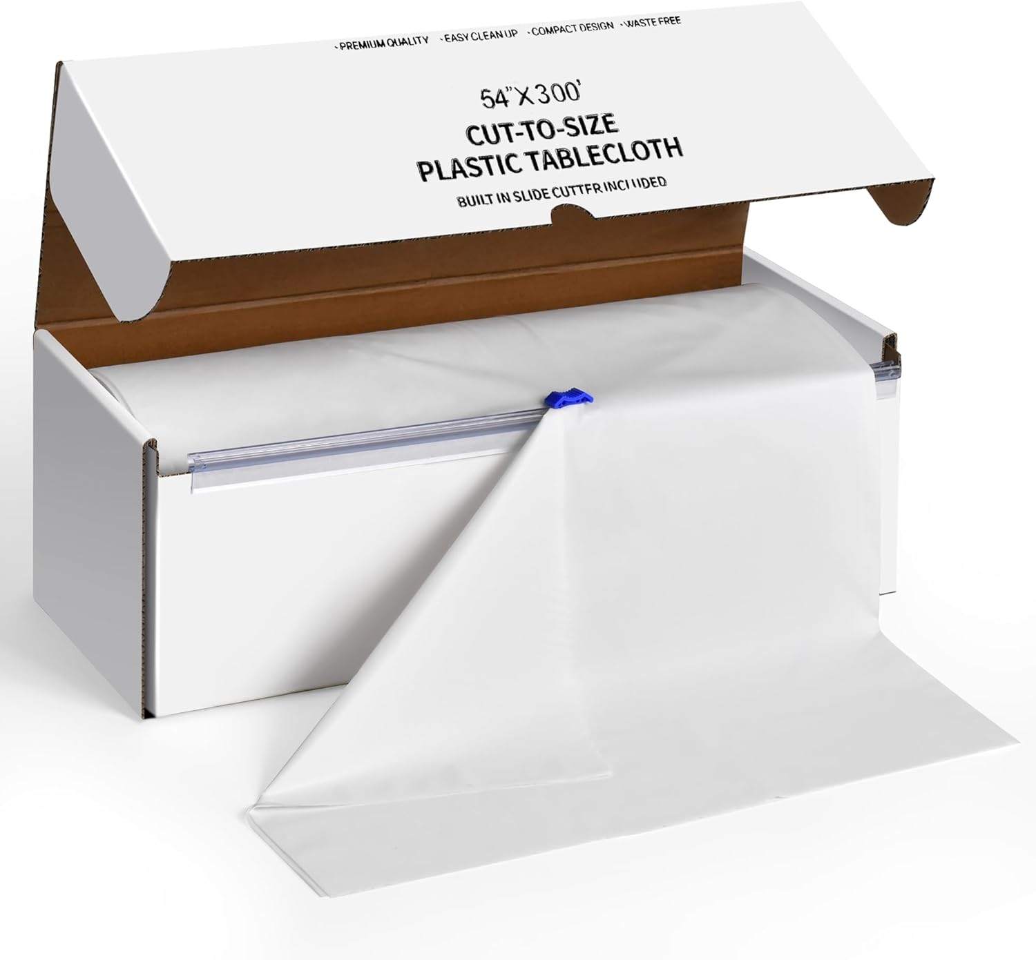 Plastic Table Cloth Disposable, 54In X 300Feet White Table Cover