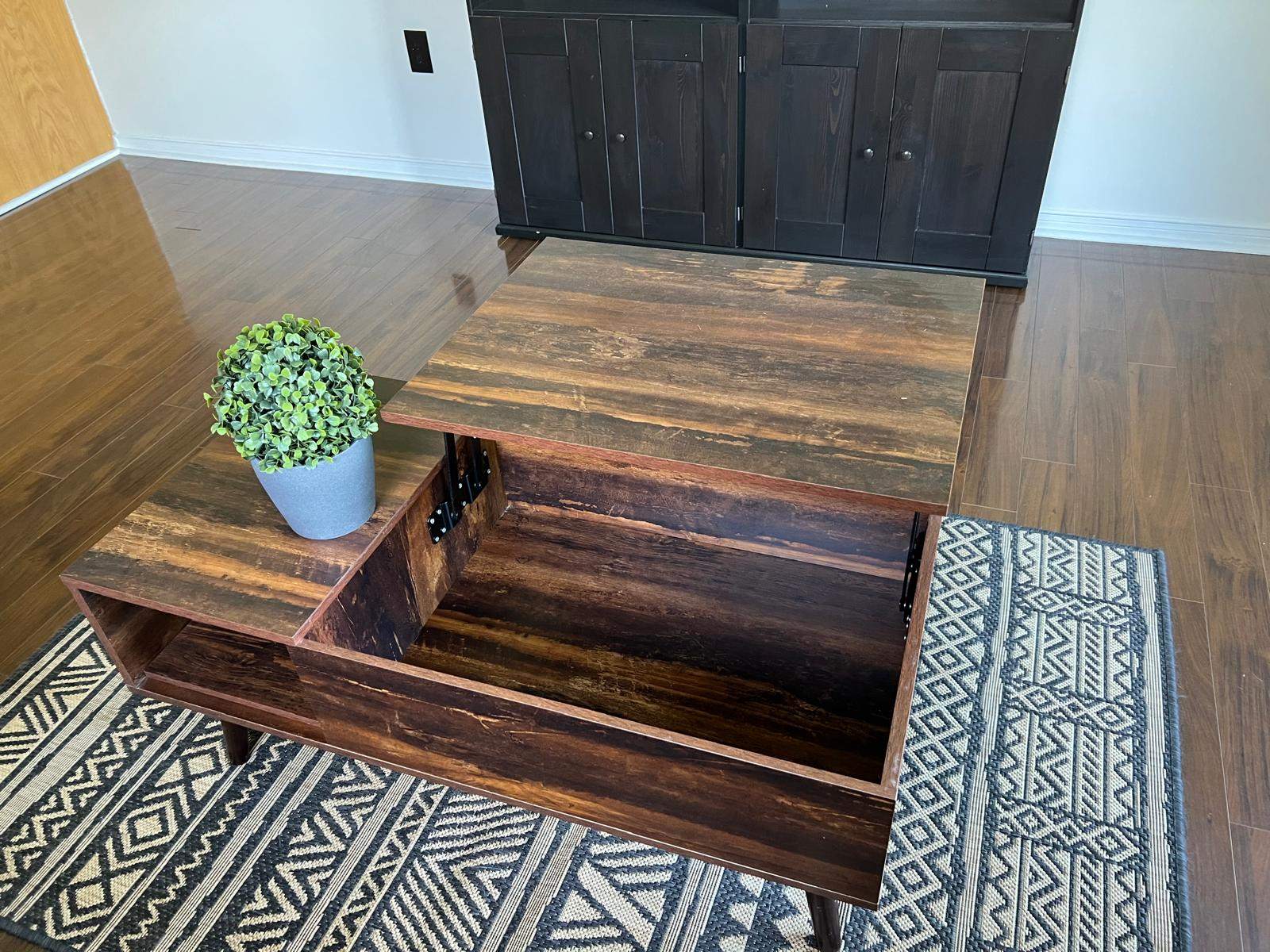 Wooden Lift Top Coffee Table with Storage - photo 2
