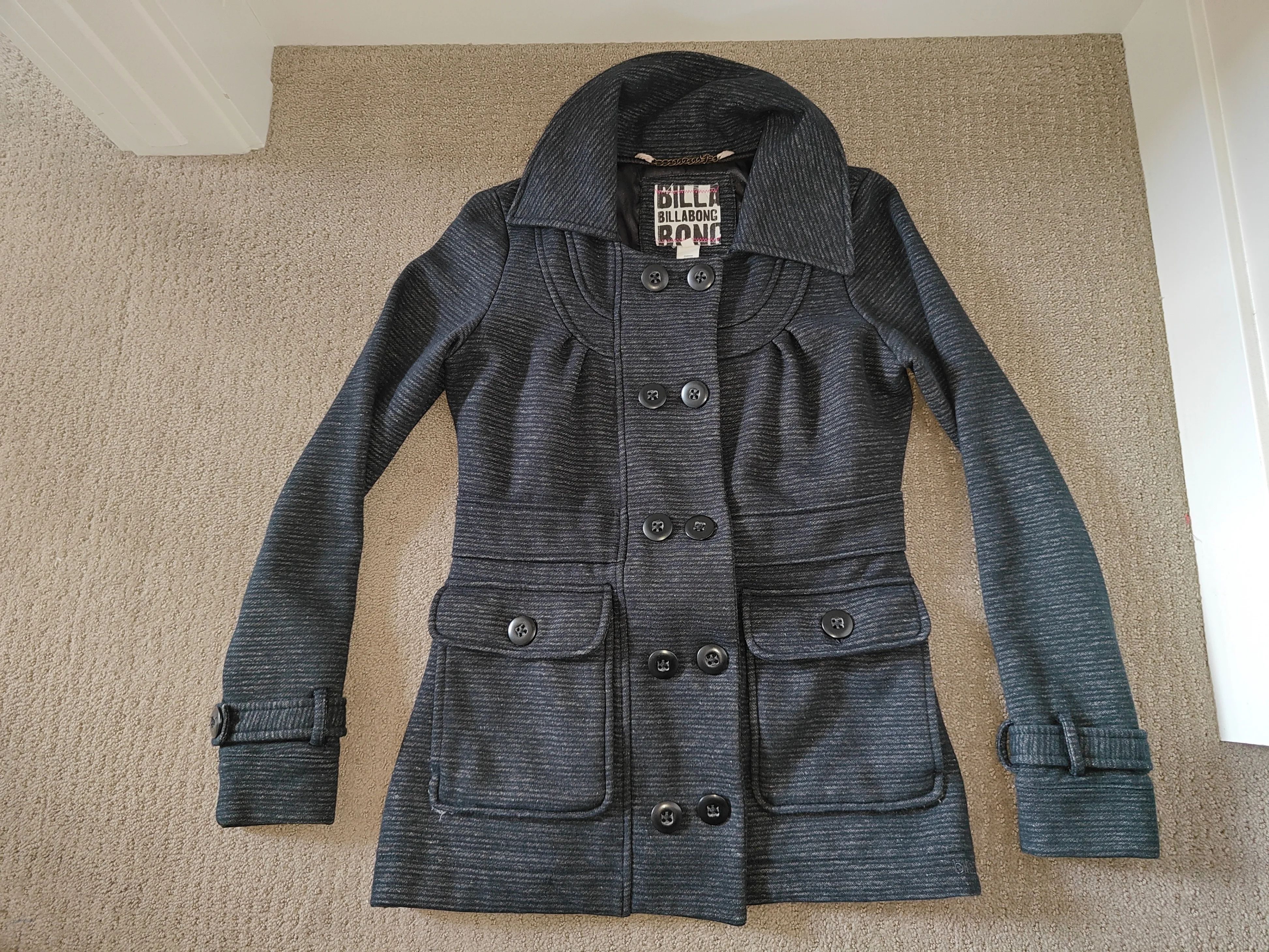 Billabong Women Peacoat Jacket Double Breasted Button - Medium thumbnail