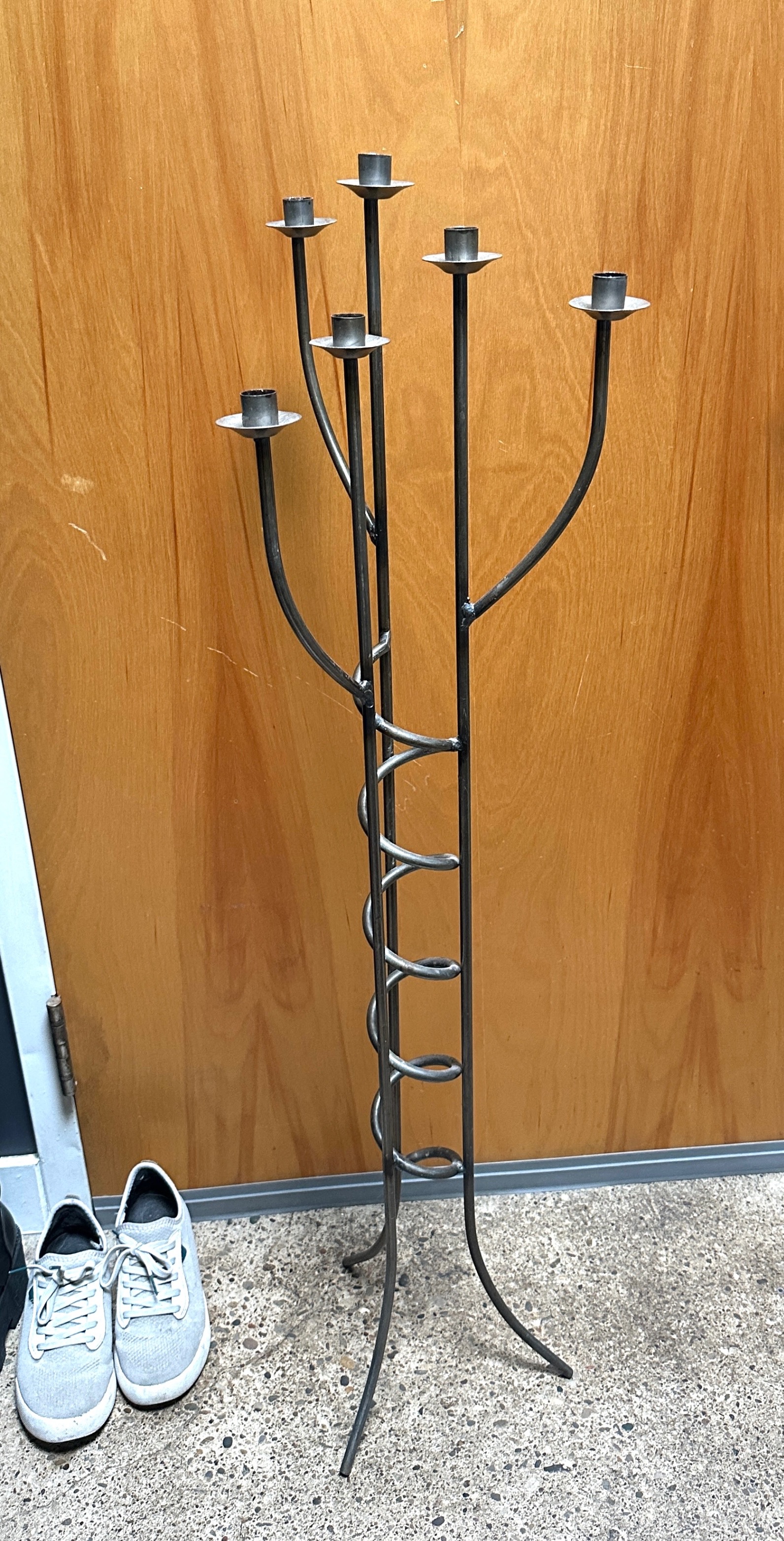 Vintage Brutalist Floor Wrought Iron Candelabra - photo 3