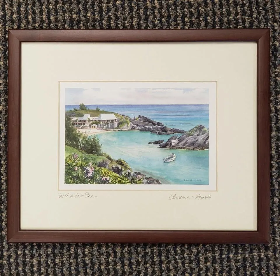 Diana Amos Whaler Inn Watercolor Painting Print Signed 1995 thumbnail