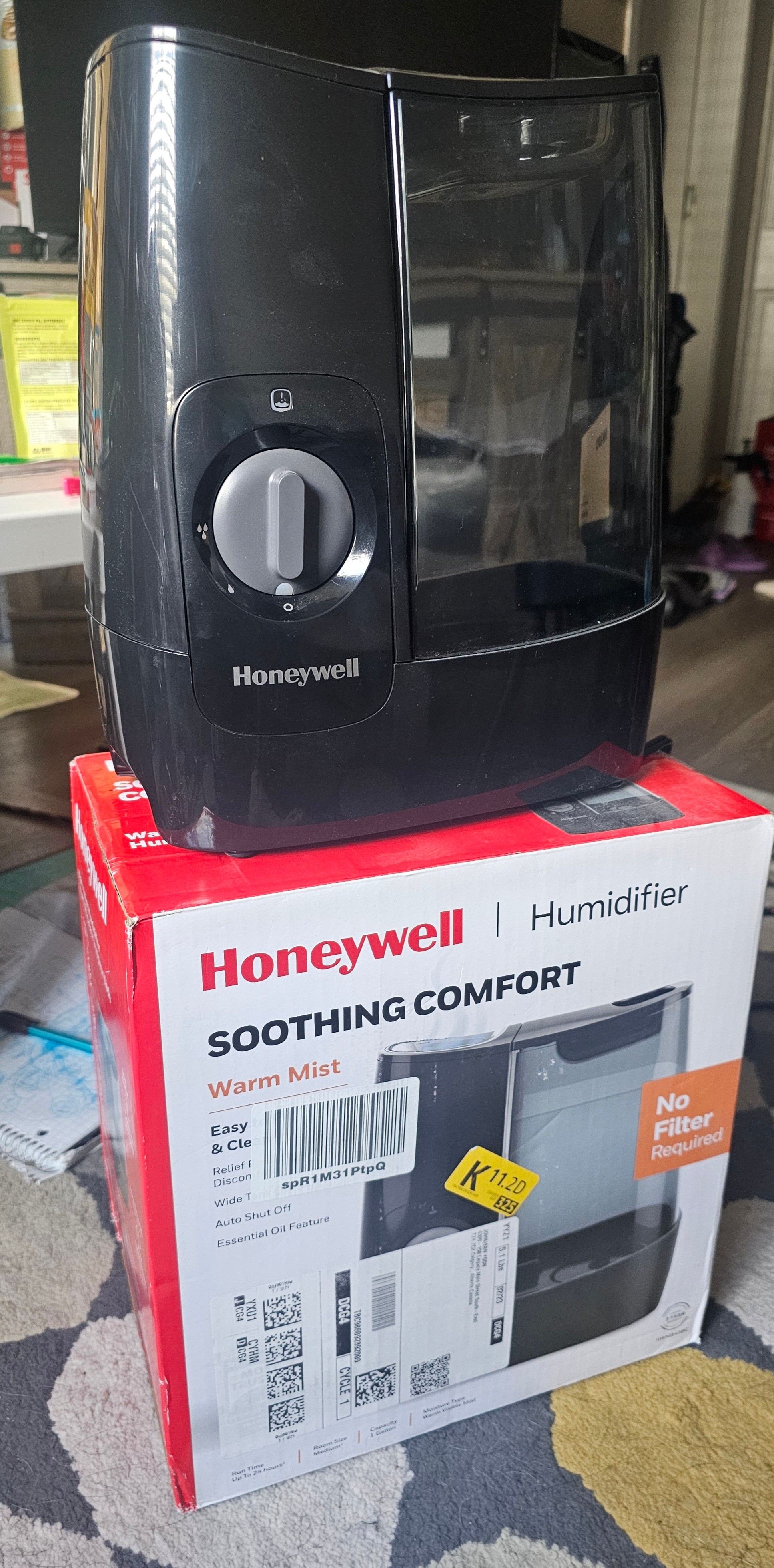 Honeywell HWM845BC Soothing Comfort Warm Mist Humidifier, Black