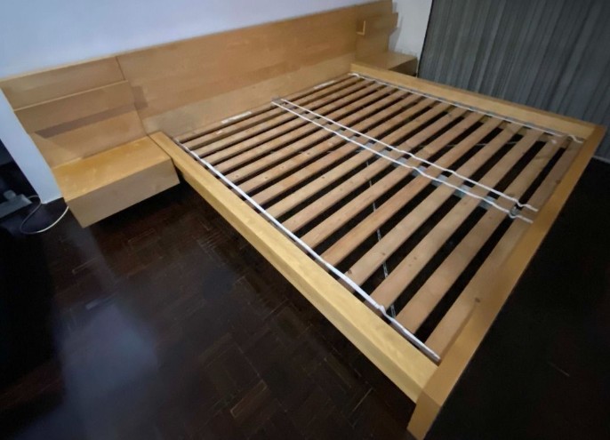 Ikea Malm Queen Headboard & Bedframe with Nightstands