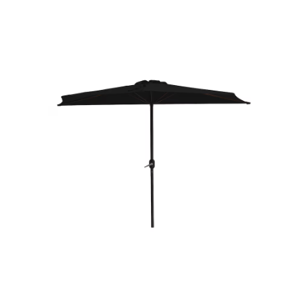 BN 9 ft Half Patio Market Umbrella w/ Crank Lift in Black