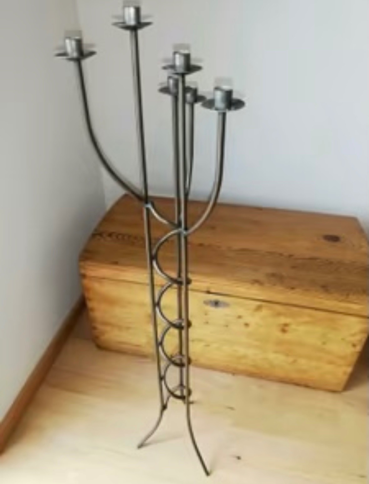 Vintage Brutalist Floor Wrought Iron Candelabra - photo 2