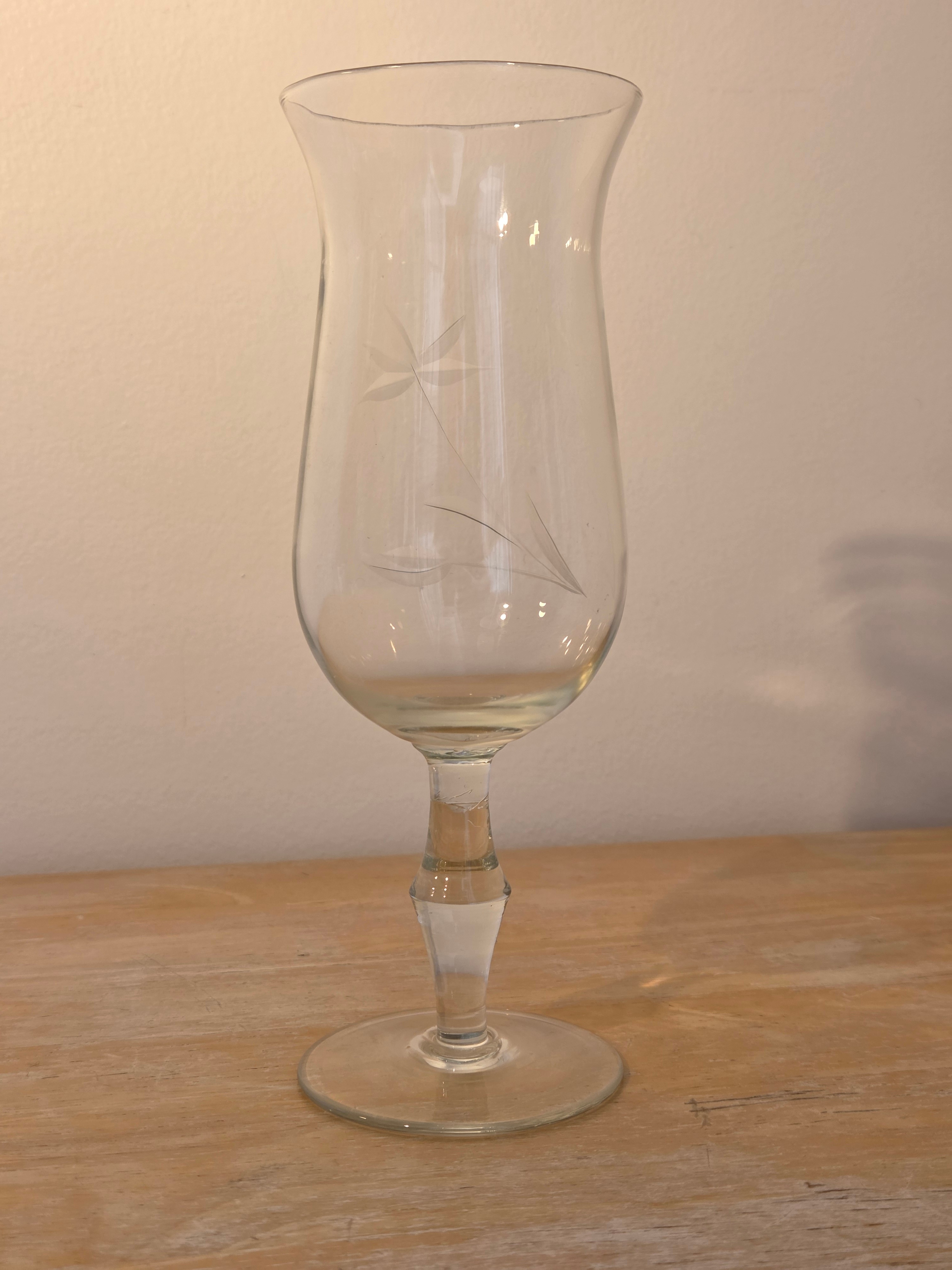 Vintage Hurricane Glass with Etched Flower Design - photo 2