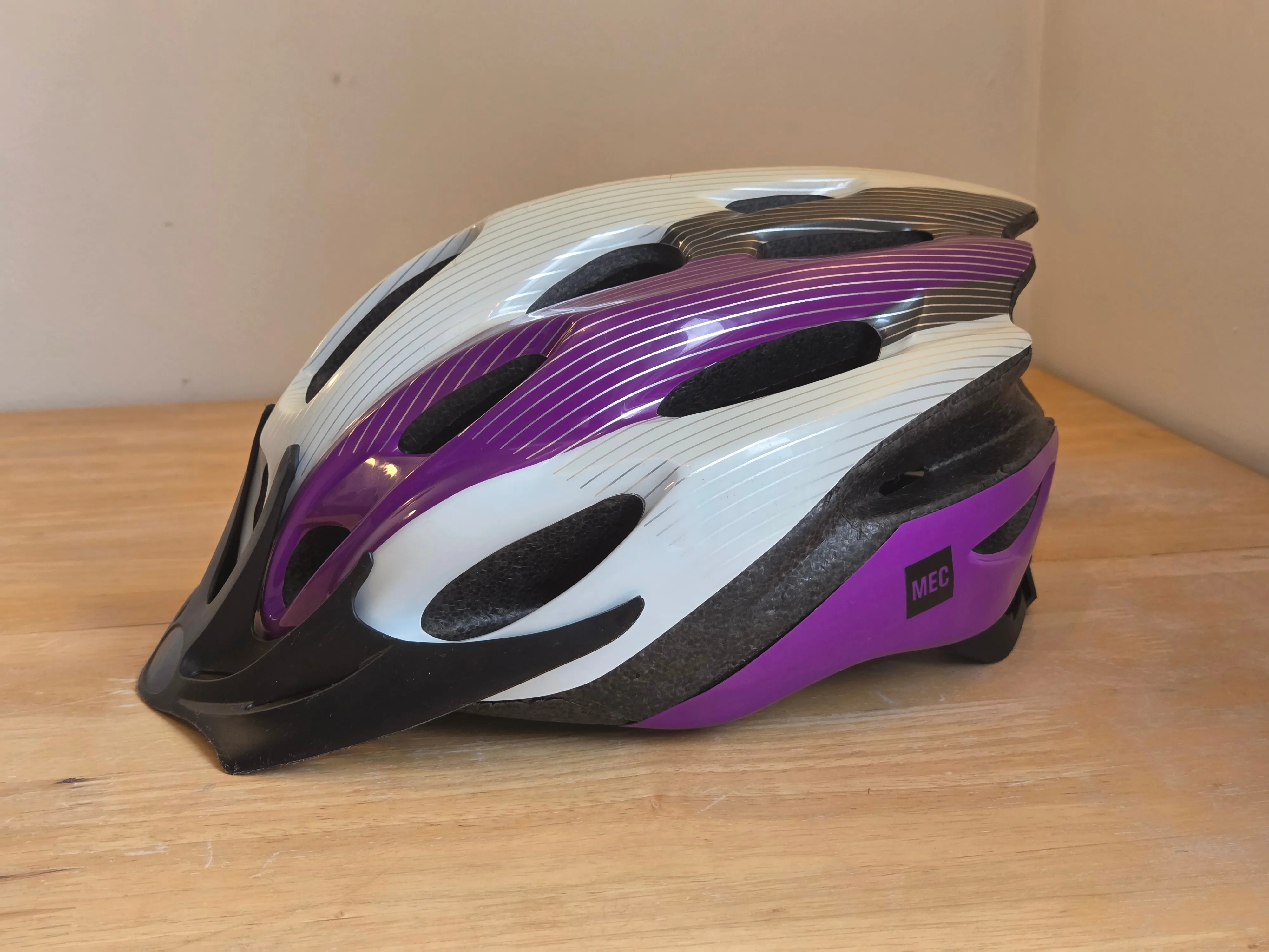 MEC Bike Helmet (S/M), white-purple thumbnail