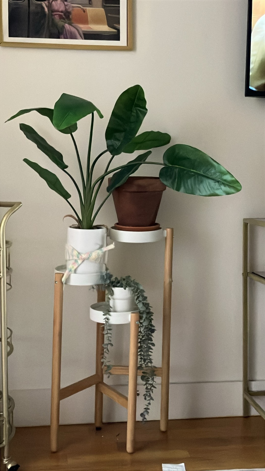 Plant Stand with Artificial Plants Included