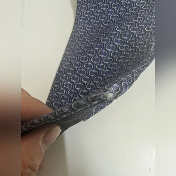 Gucci Blue Silk Printed Tie 🍁 image indicator(5)