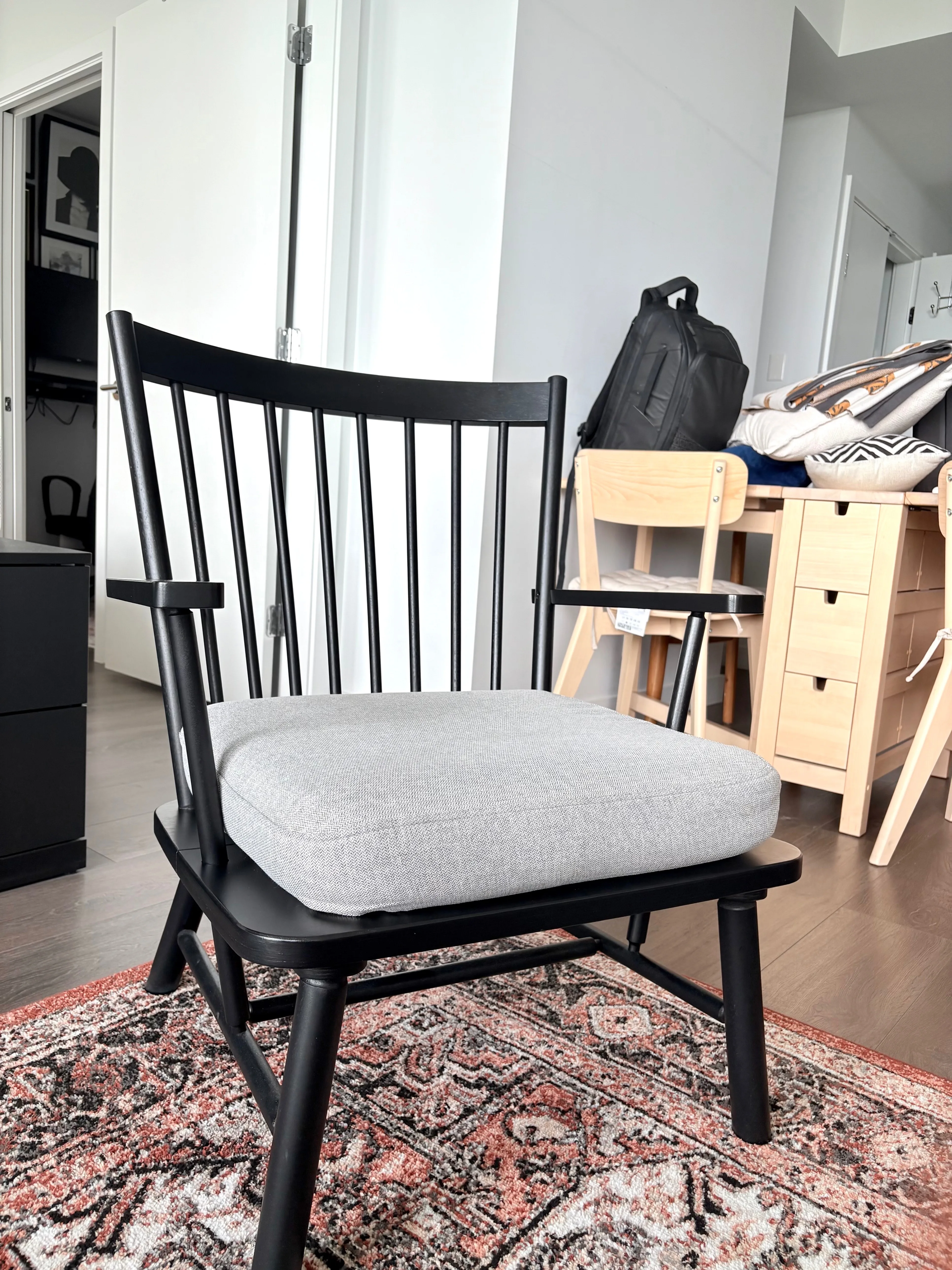 IKEA PERSBOL Armchair – Black/Tibbleby Beige/Gray thumbnail