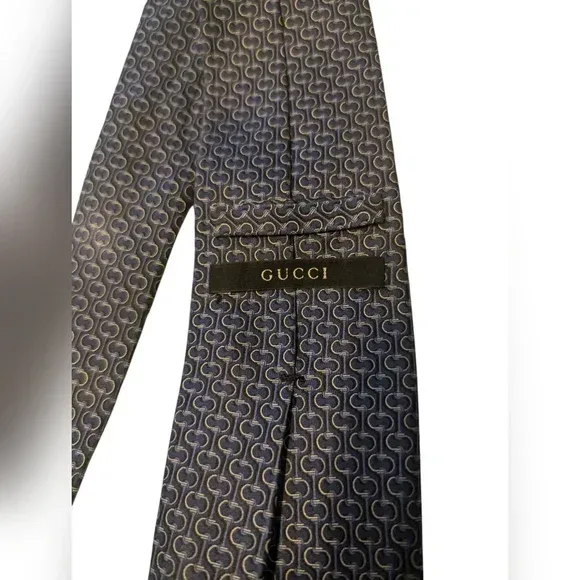 Gucci Blue Silk Printed Tie 🍁 image indicator(8)