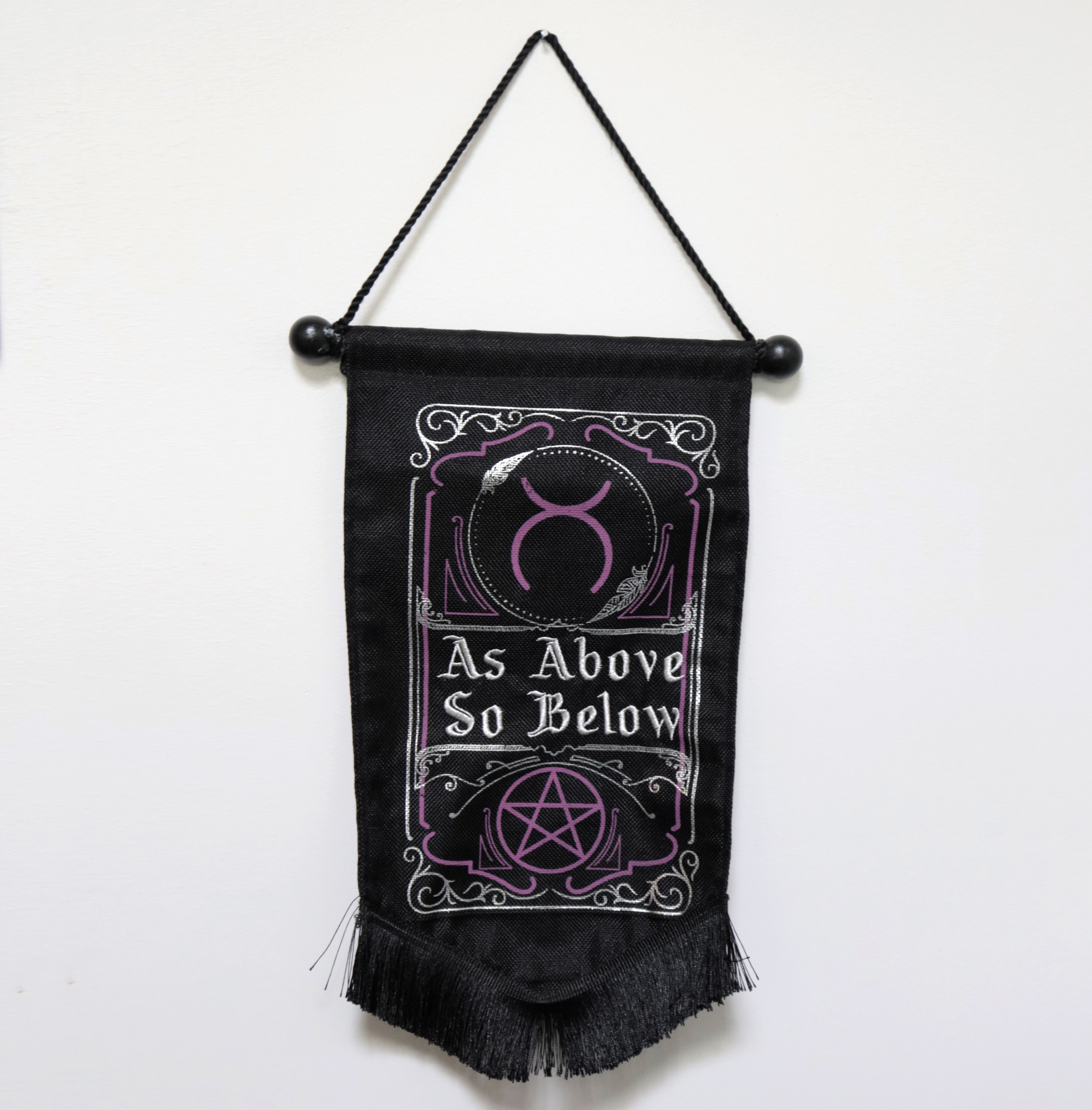 Spirit Halloween Decor Embroidered Tapestry “As Above So Below“