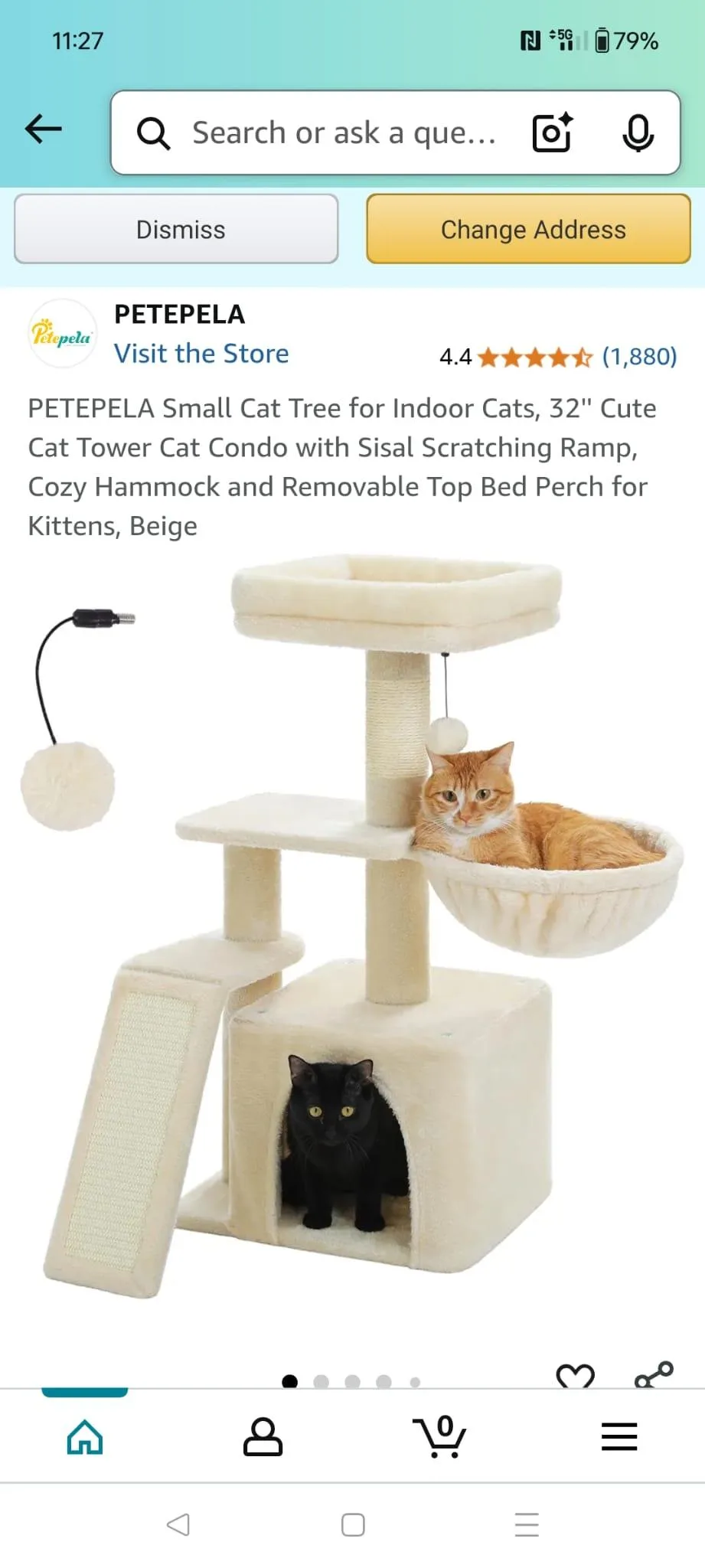 PAWZ Road Cat Tree, Cat Tower for Indoor Cats with Large Cat thumbnail