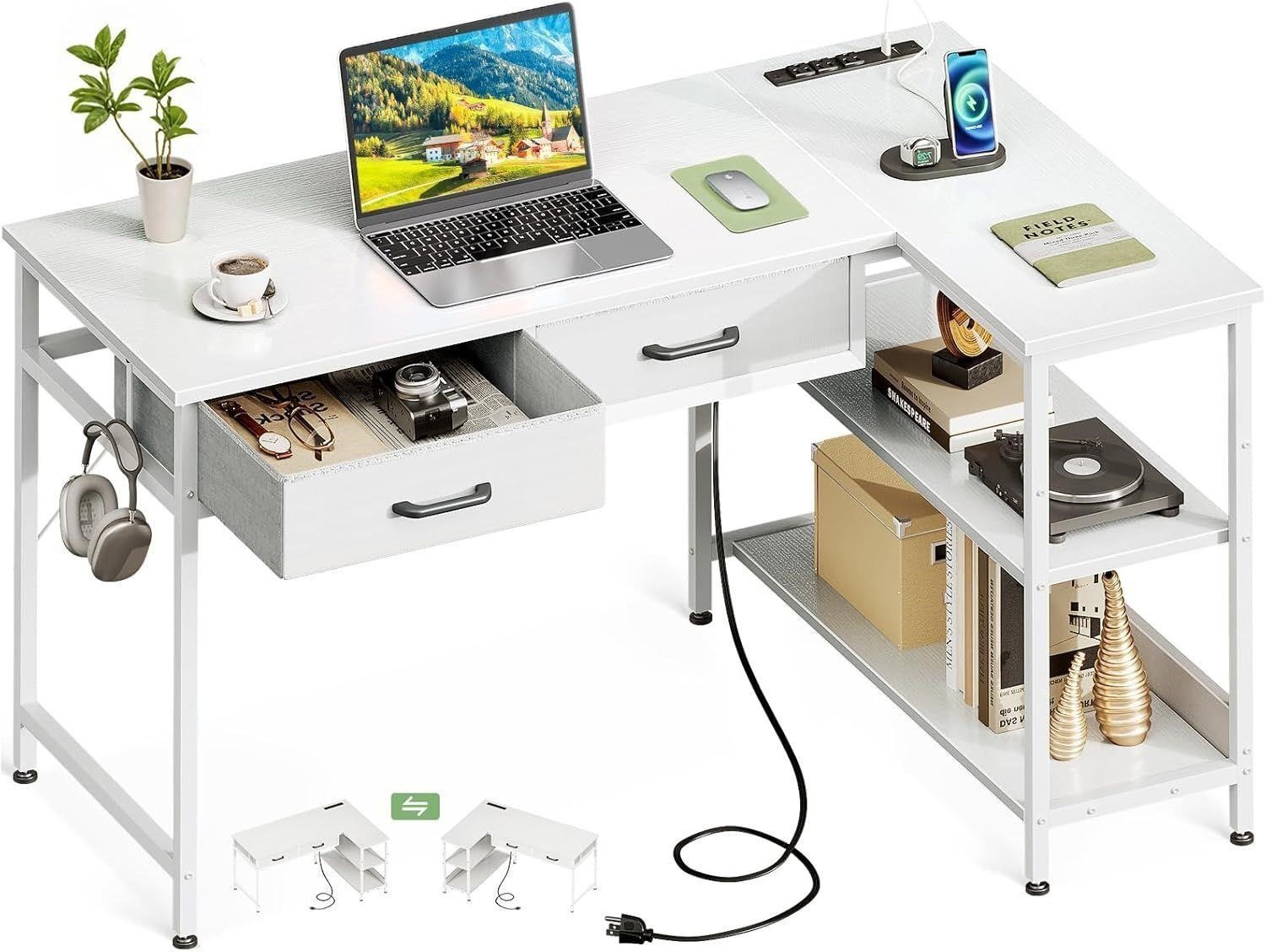 New in Box Coleshome 40 Inch L Shaped Desk with 2 Drawers