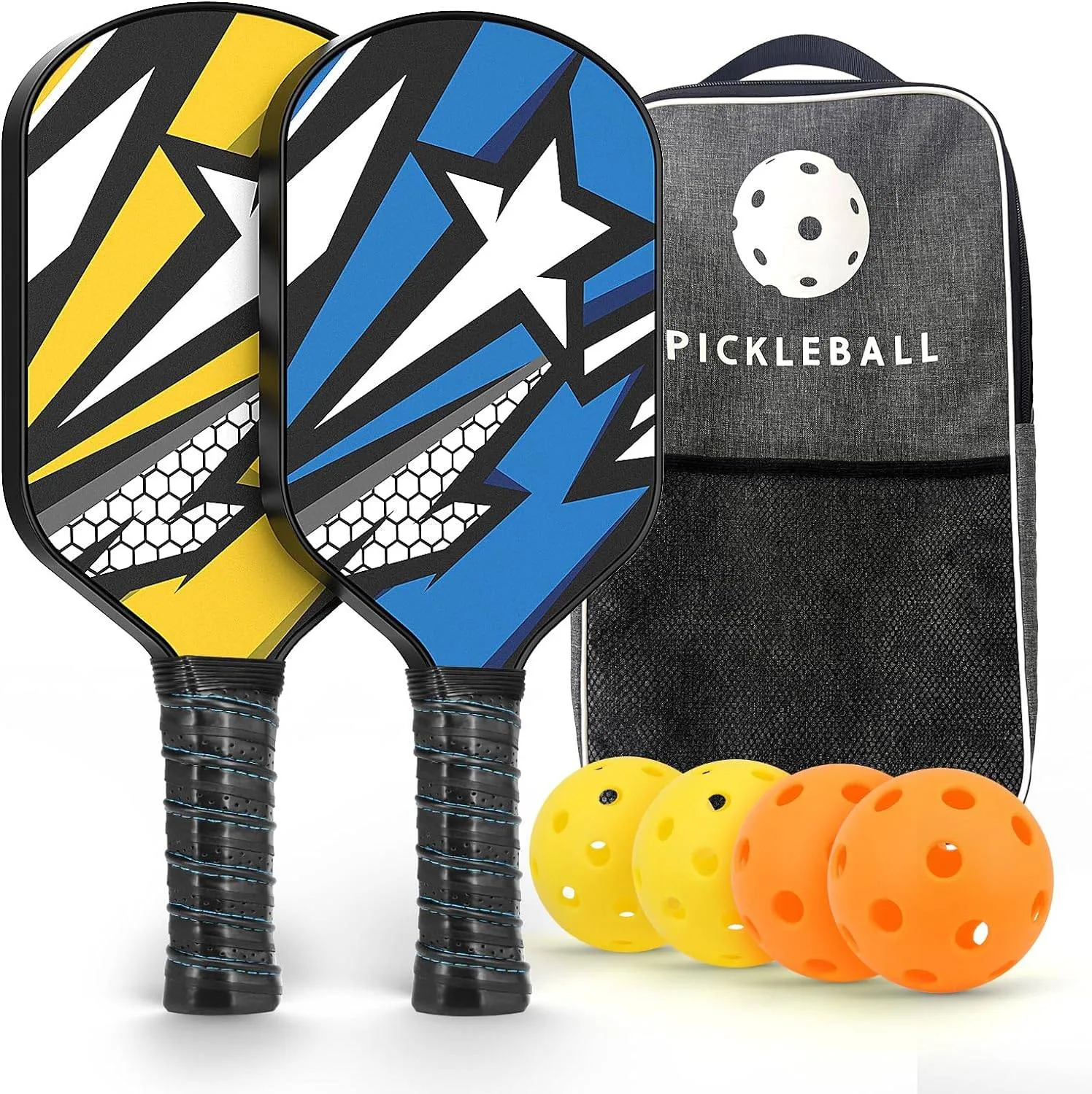 USAPA Approved Fiberglass Pickleball Paddle Set of 2 with Bag thumbnail